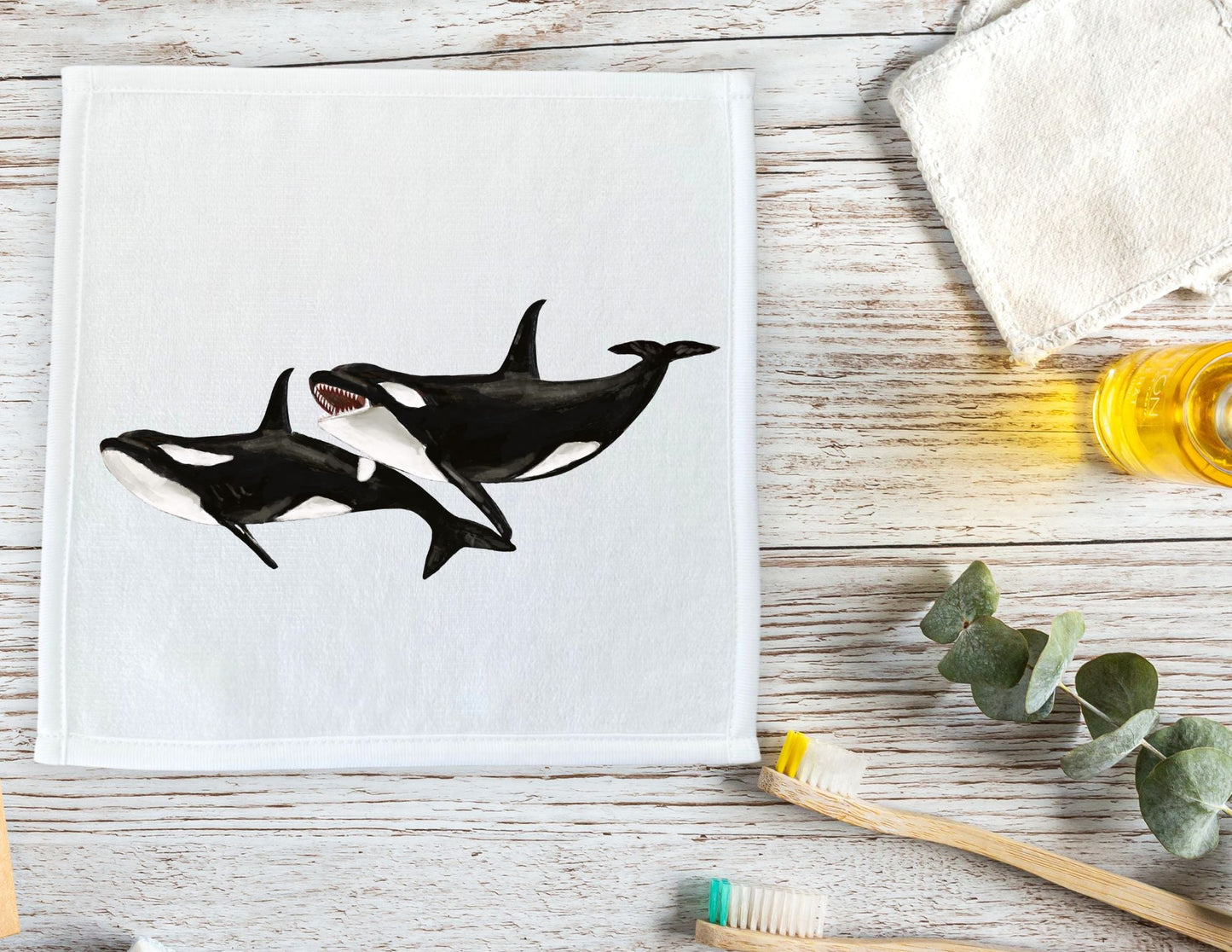 Orca Whale Washcloth - MerikaArt