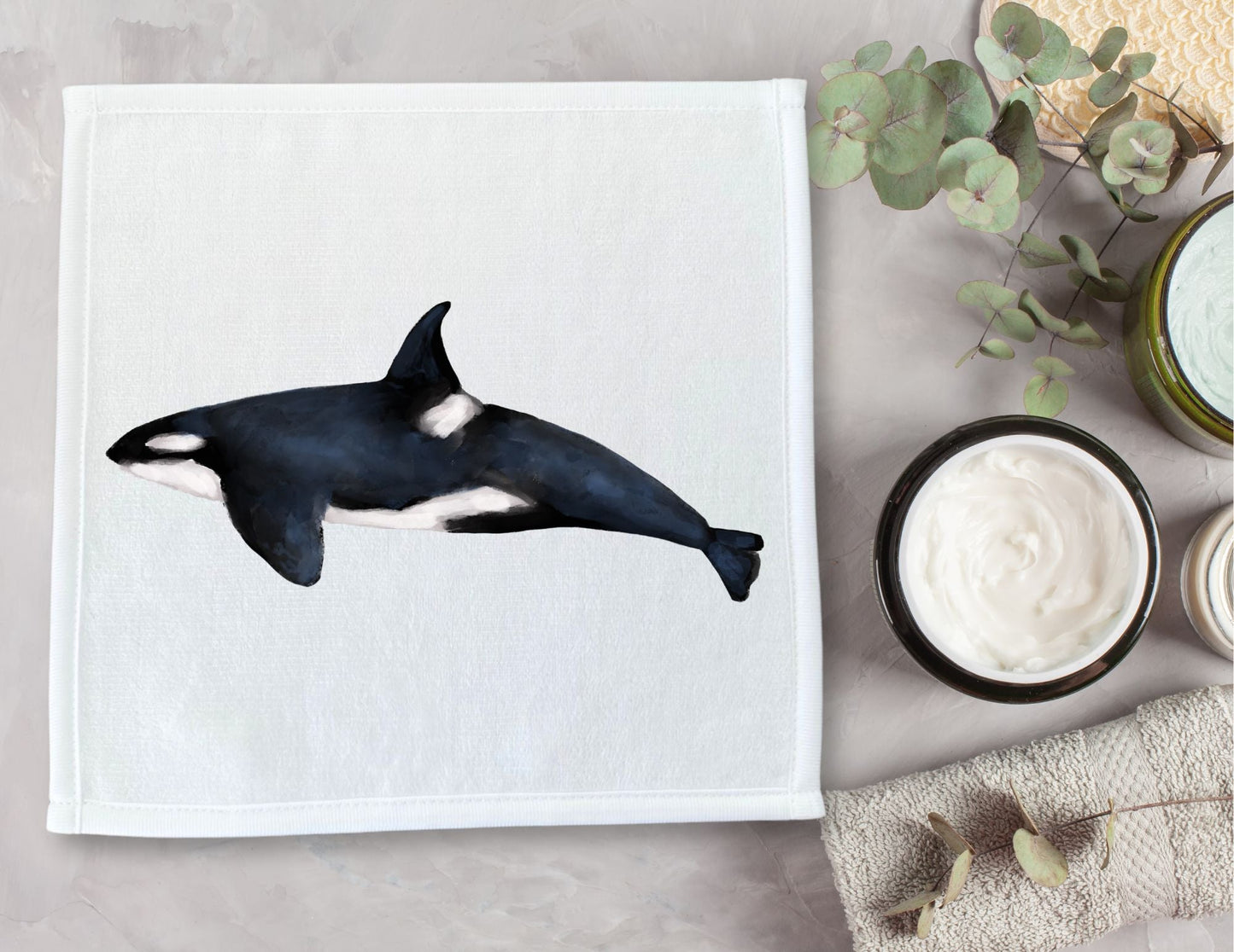 Orca Whale Washcloth - MerikaArt