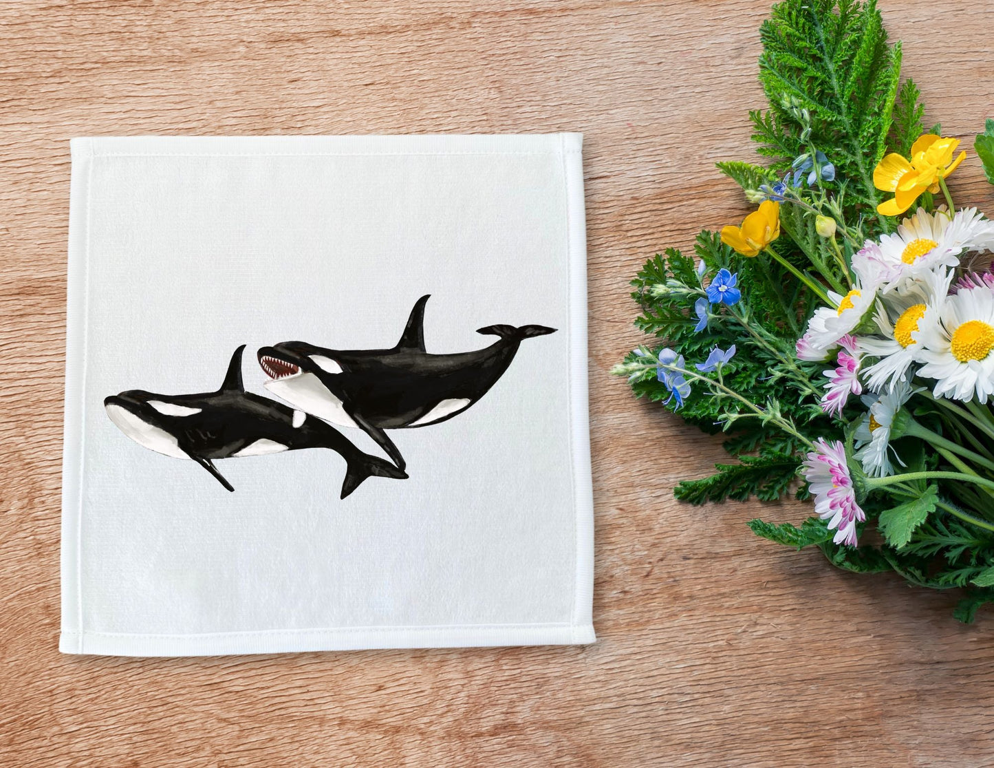 Orca Whale Washcloth - MerikaArt