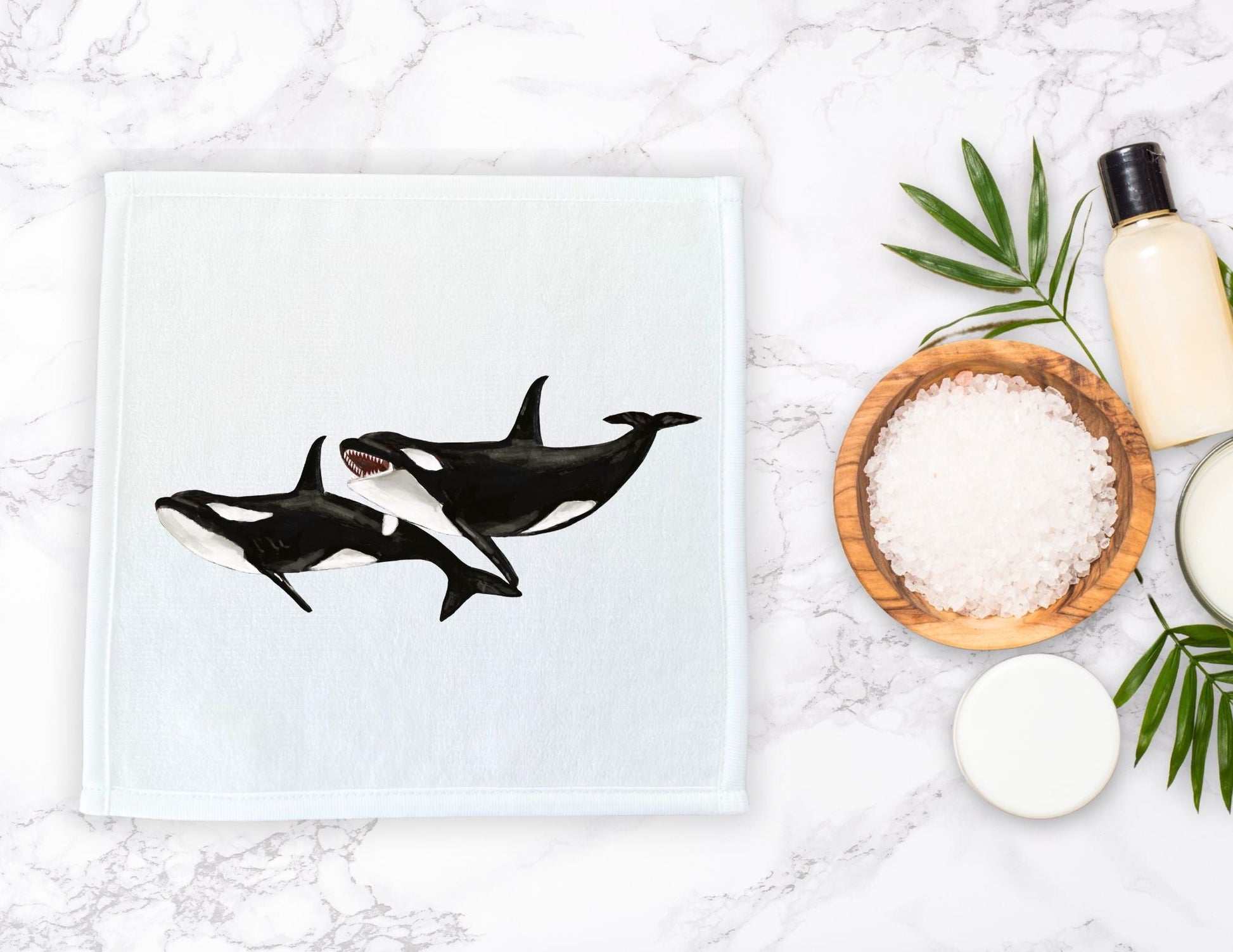 Orca Whale Washcloth - MerikaArt