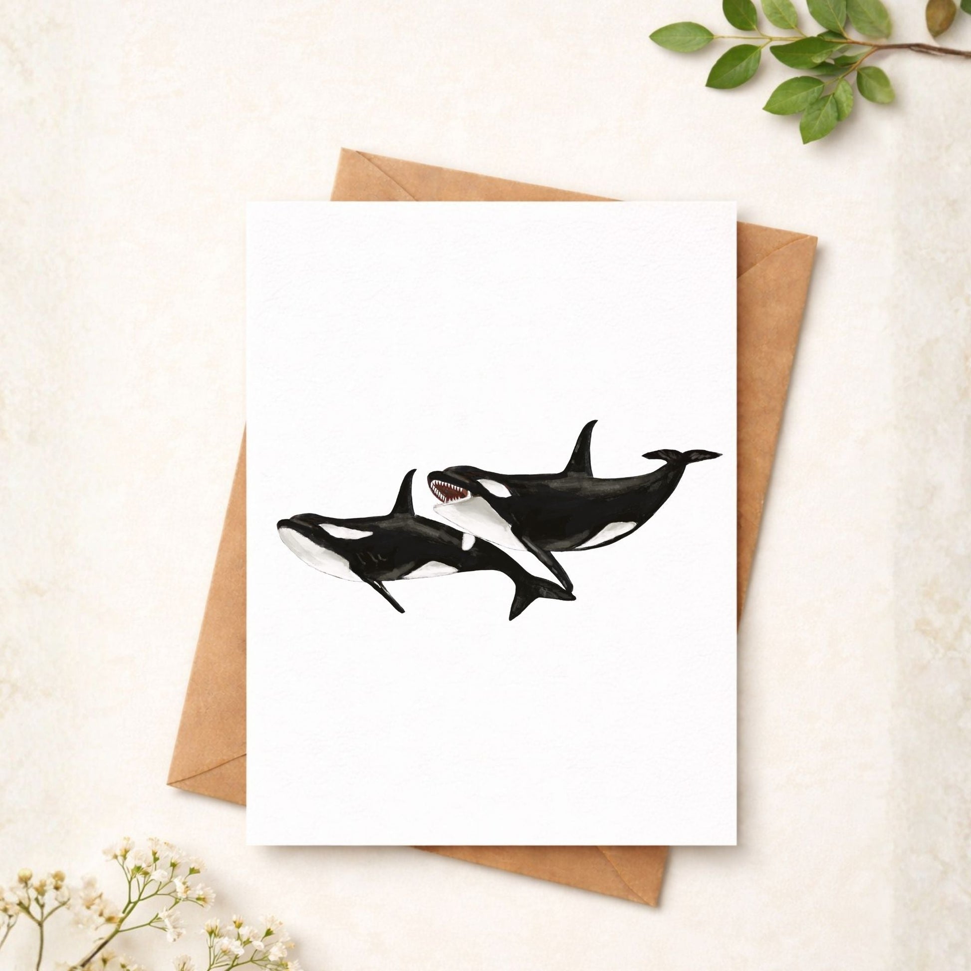 Orca Whales Postcard - MerikaArt