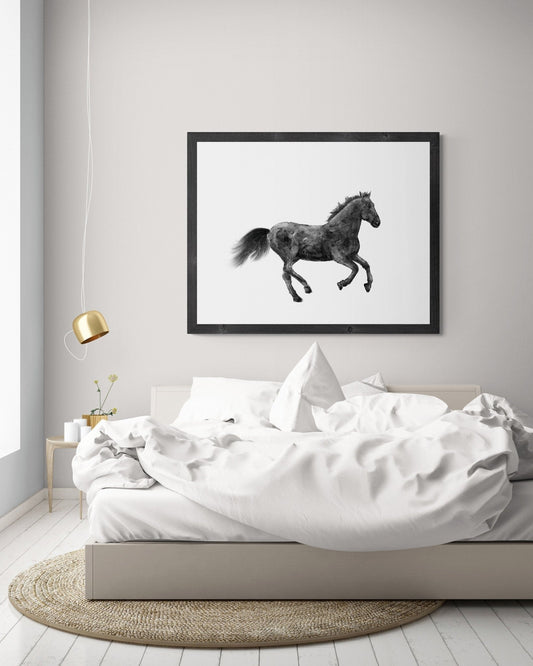 Original Black Horse Print - MerikaArt