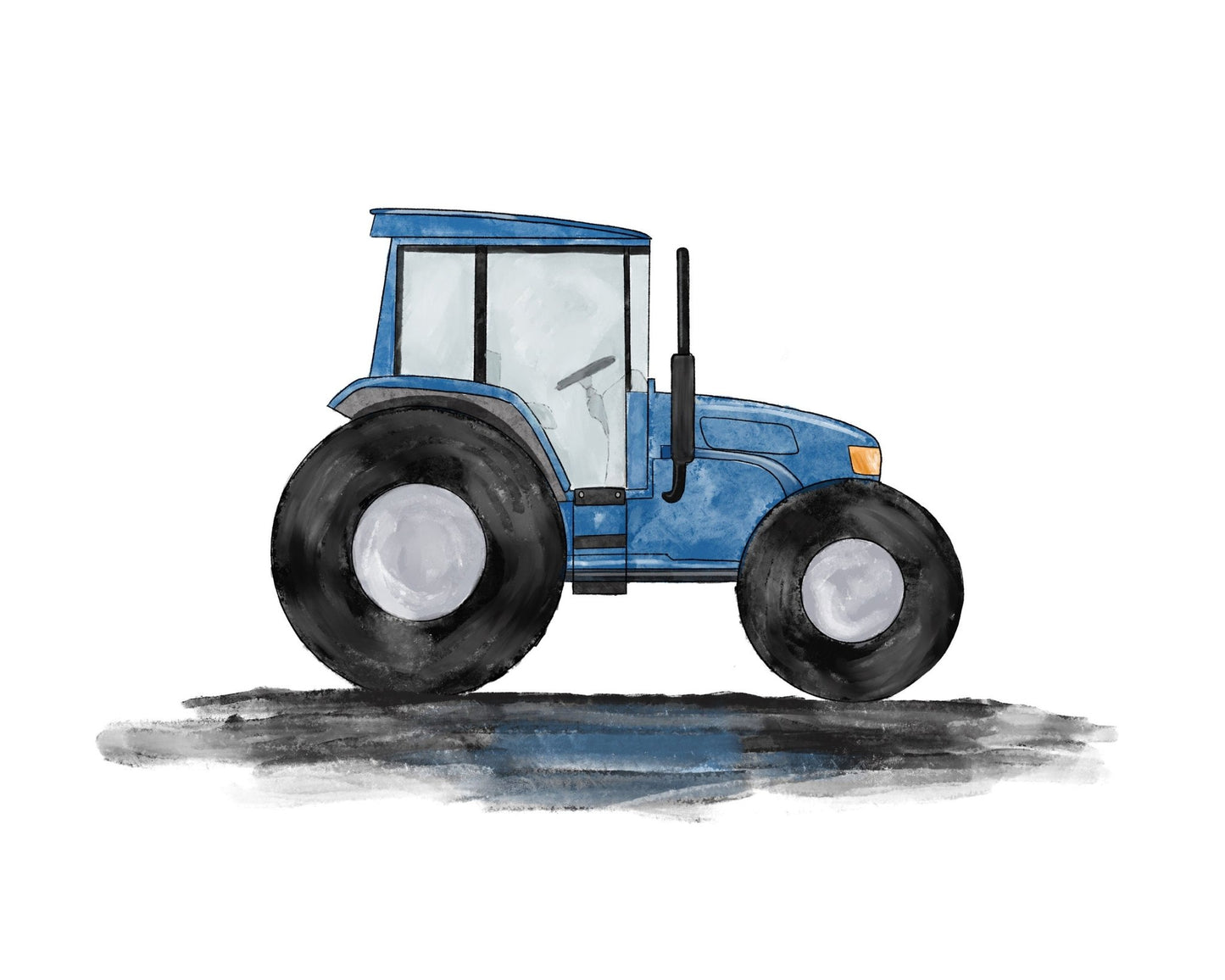 Original Blue Tractor Print, Blue Tractor Painting, Construction Nursery Art, Construction Vehicles Print, Kids Wall Art, Boys Nursery Gift - MerikaArt