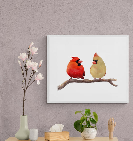 Original Northern Cardinal Couple Print - MerikaArt