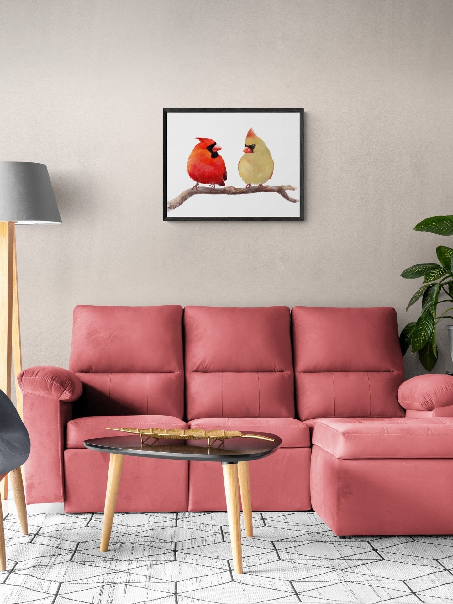 Original Northern Cardinal Couple Print - MerikaArt