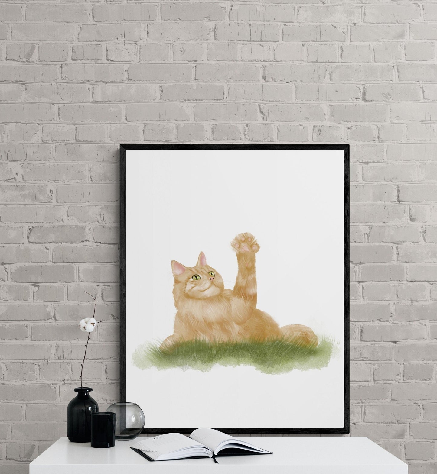 Original Orange Tabby Cat Art Print - MerikaArt