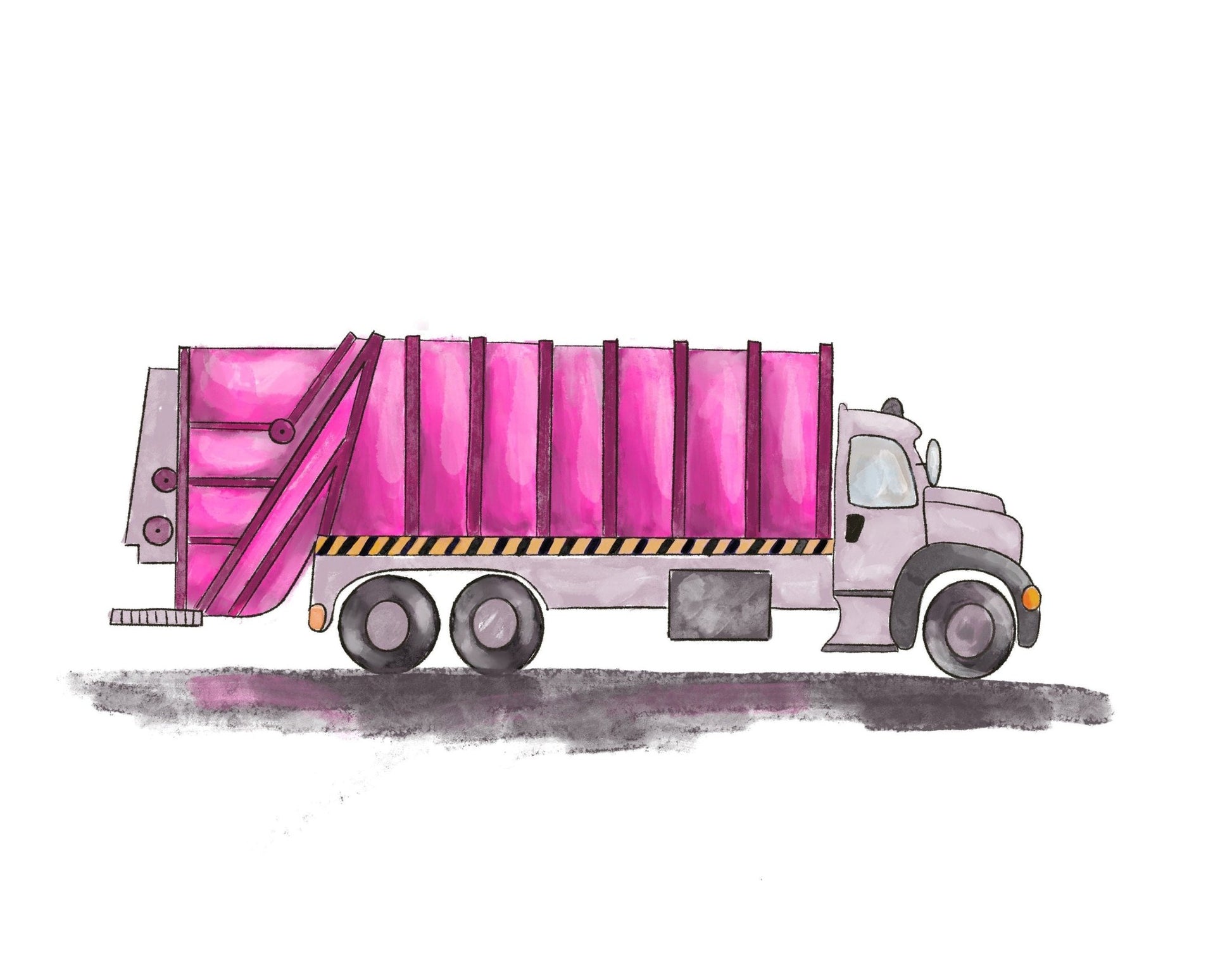 Original Pink Garbage Truck Print - MerikaArt