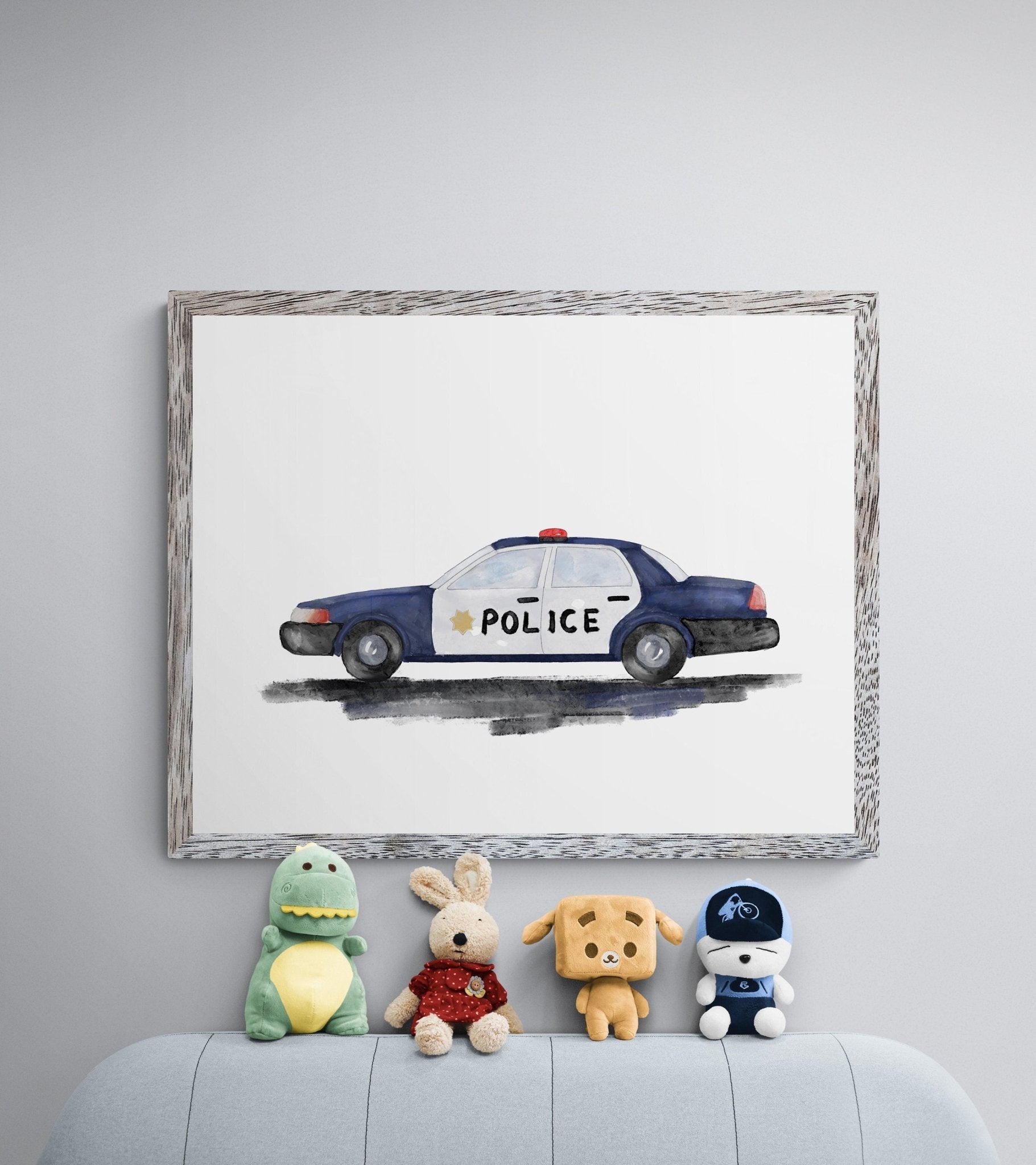 Original Police Car Art Print, Police Car Painting, Nursery Room Wall Art, Police Car Wall Art, Boys Room Art, Transportation Wall Print - MerikaArt