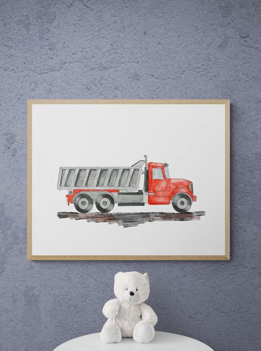 Original Red Truck Print - MerikaArt