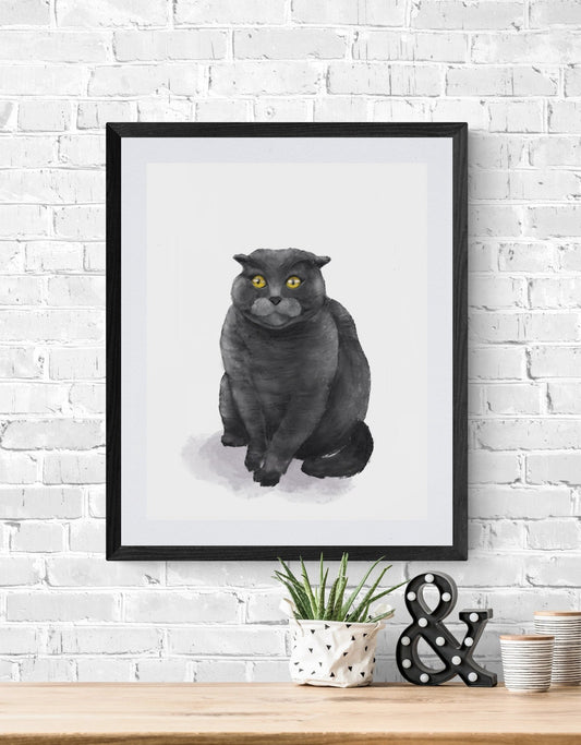 Original Scottish Fold Cat Print - MerikaArt