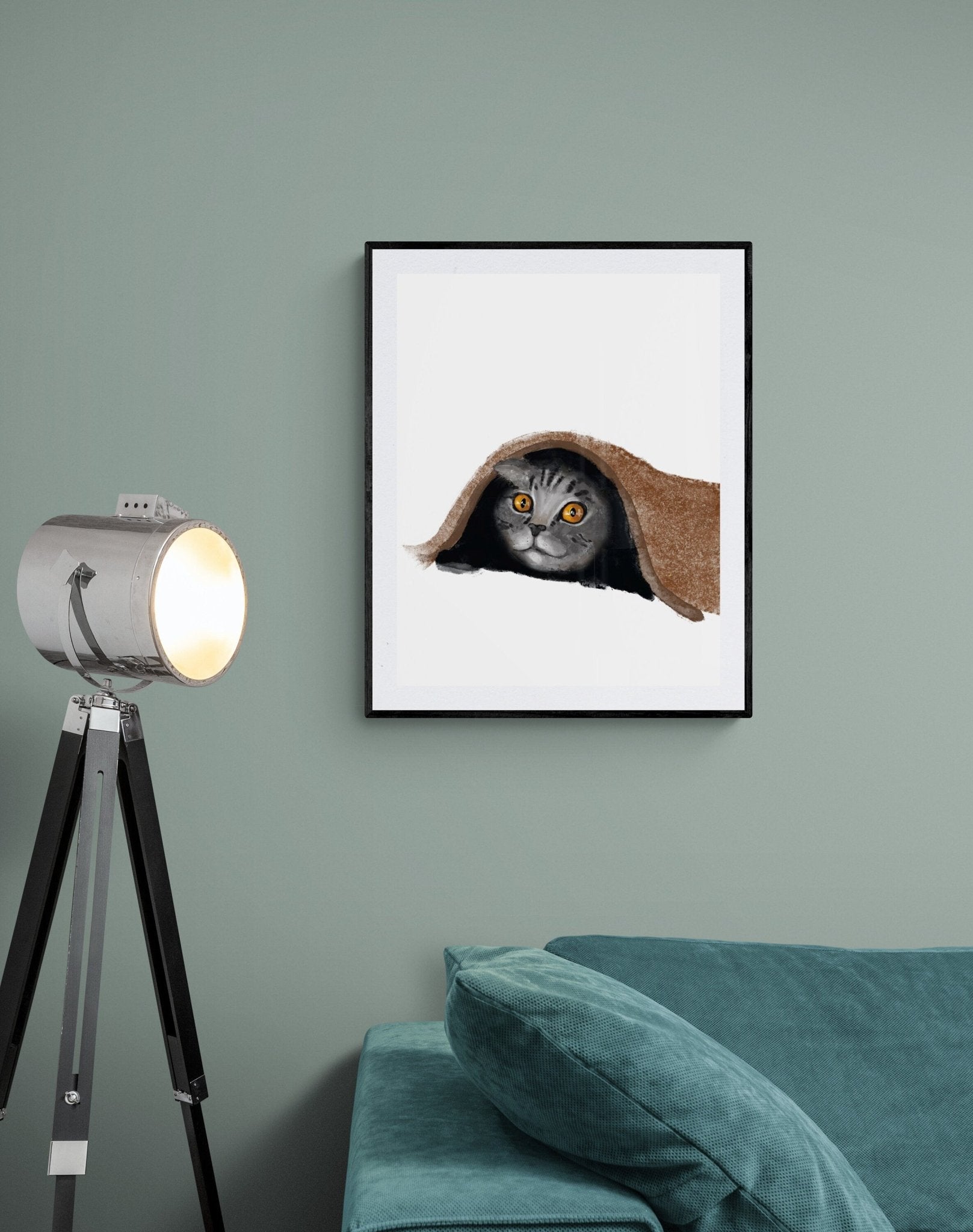 Original Scottish Fold Cat Print, Scottish Fold Painting, Gray Cat Art, Cat Lover Gift, Home Decor, Living Room Wall Art, Nursery Cat Decor - MerikaArt