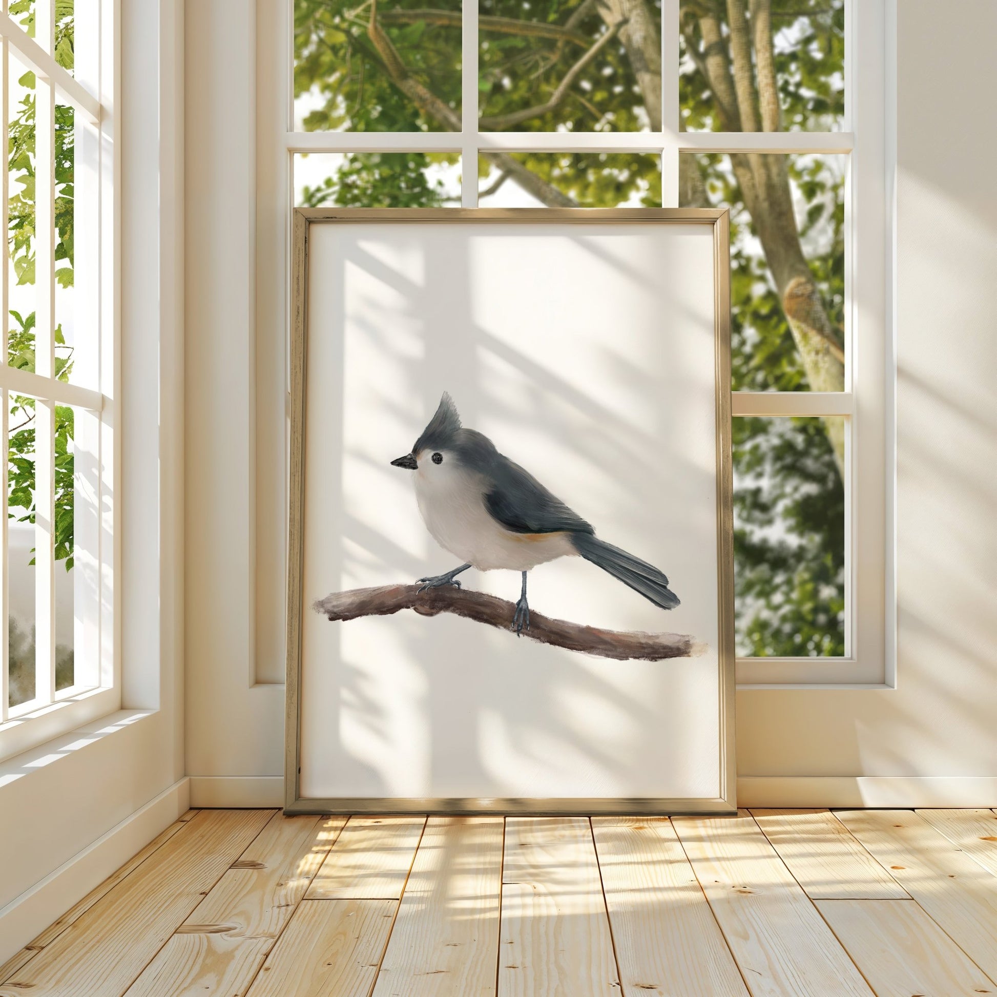 Original Tufted Titmouse Bird Print - MerikaArt