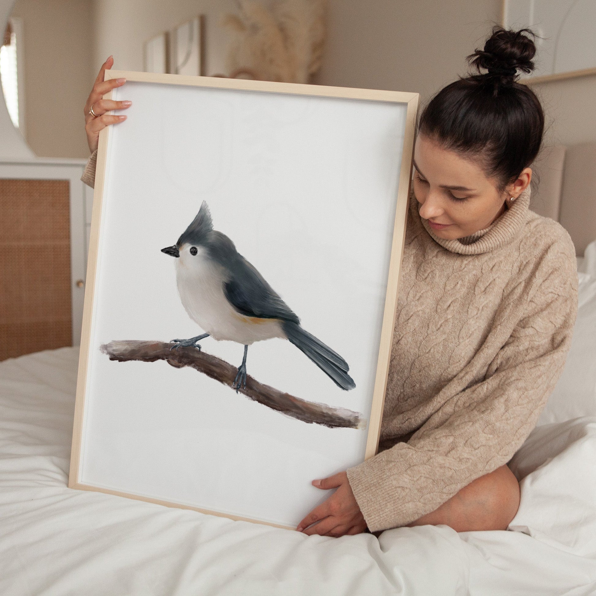 Original Tufted Titmouse Bird Print - MerikaArt