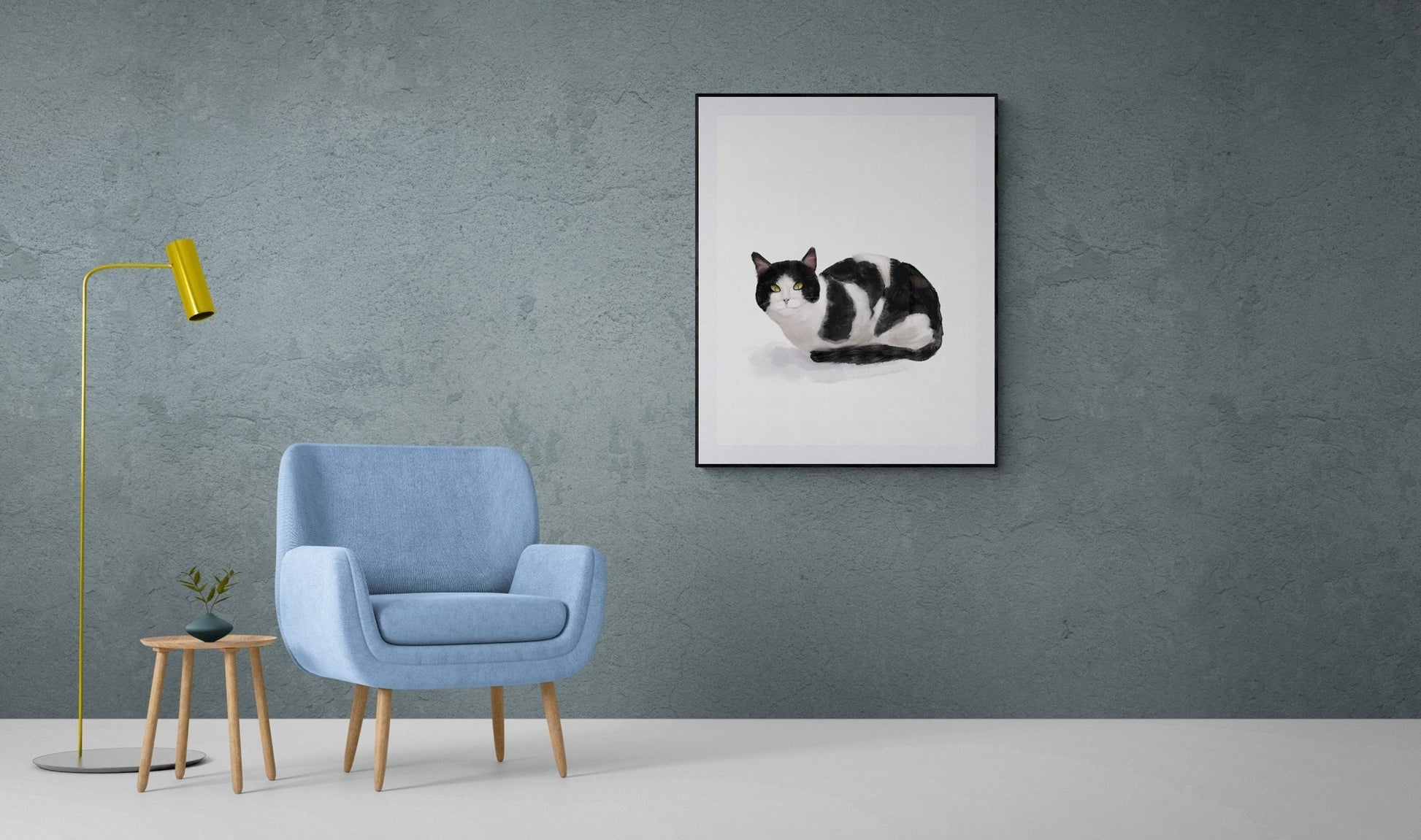 Original Tuxedo Black and White Cat Print - MerikaArt