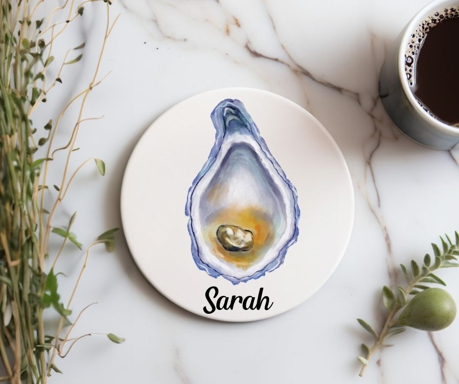 Oyster Shell Ceramic Coaster - MerikaArt