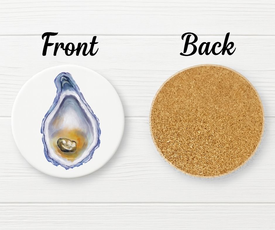 Oyster Shell Ceramic Coaster - MerikaArt