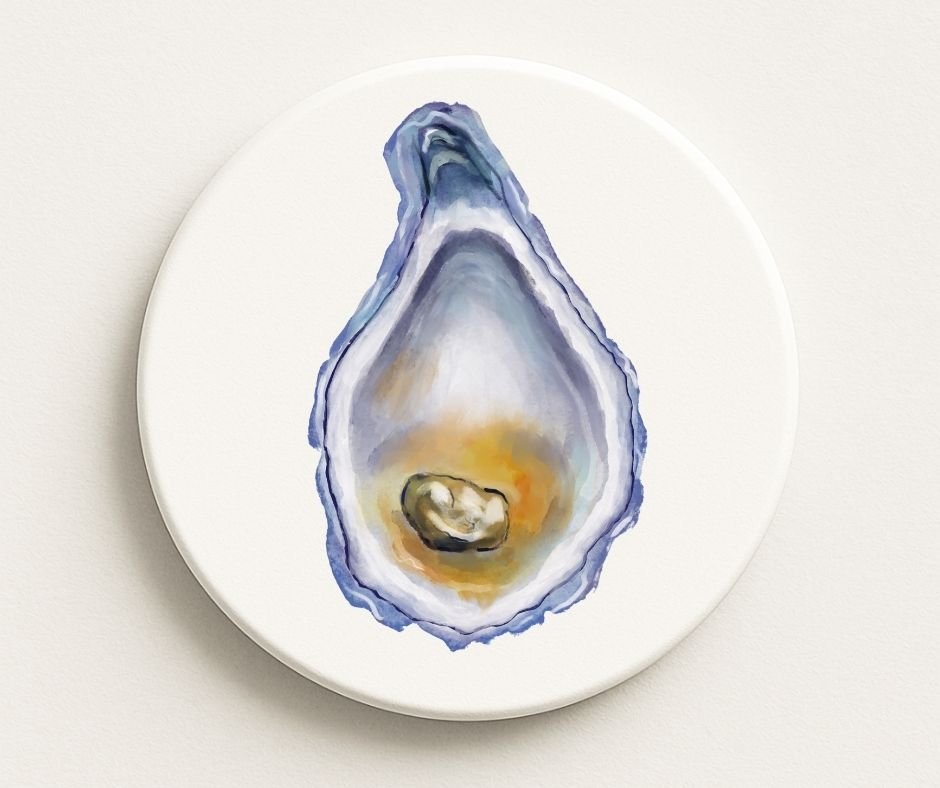 Oyster Shell Ceramic Coaster - MerikaArt