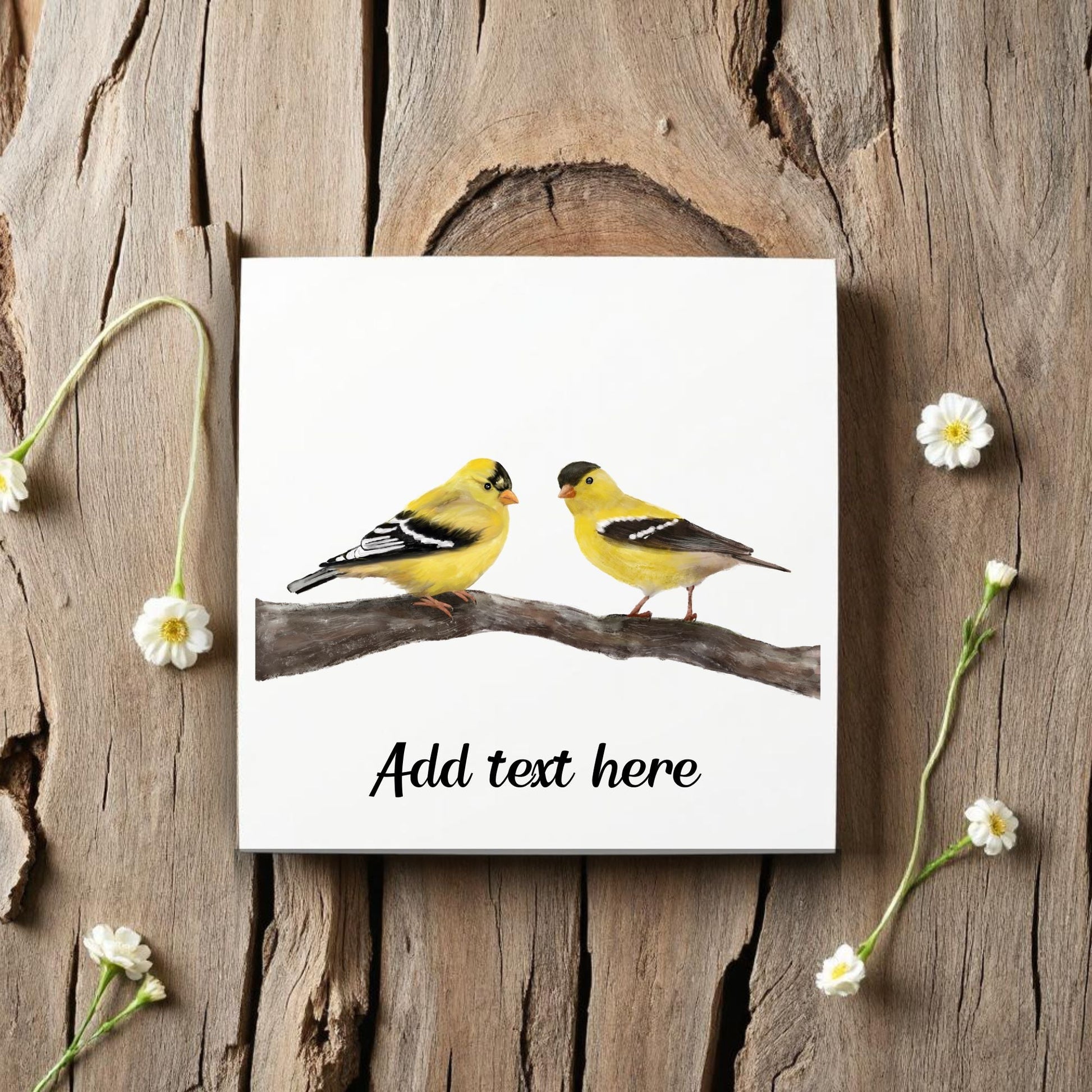 Pair of American Goldfinches Ceramic Tile – Handcrafted Bird Art - MerikaArt