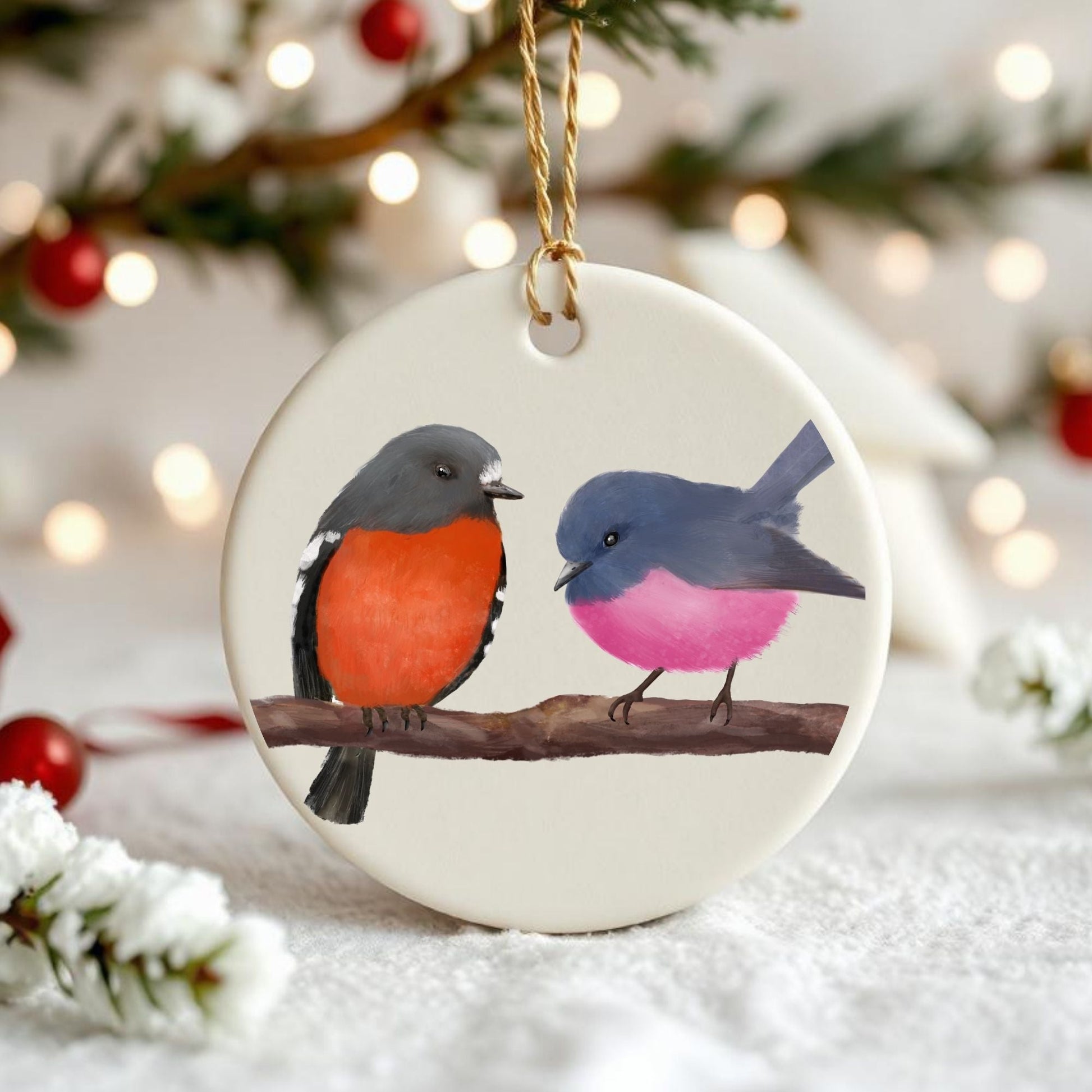 Pair of Birds Ceramic Ornament - MerikaArt