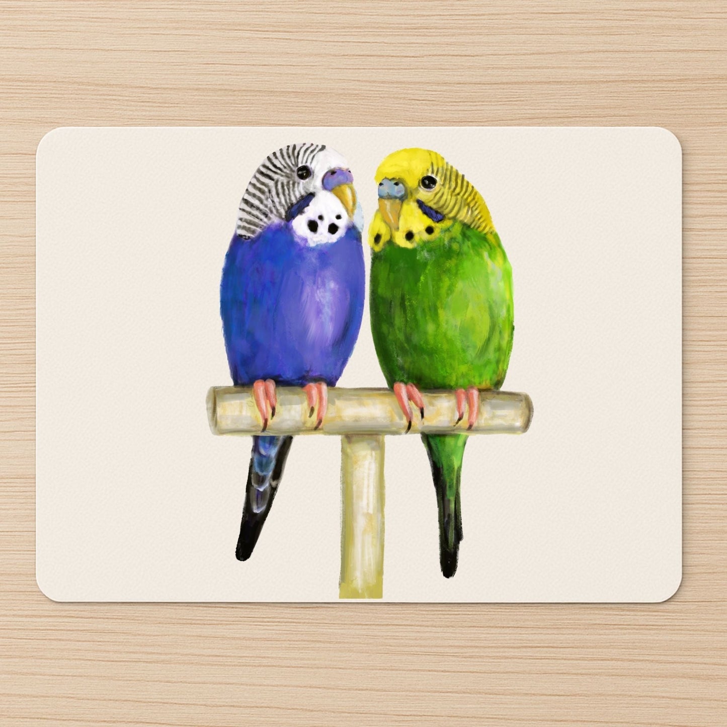 Pair of Budgerigars Mousepad - MerikaArt