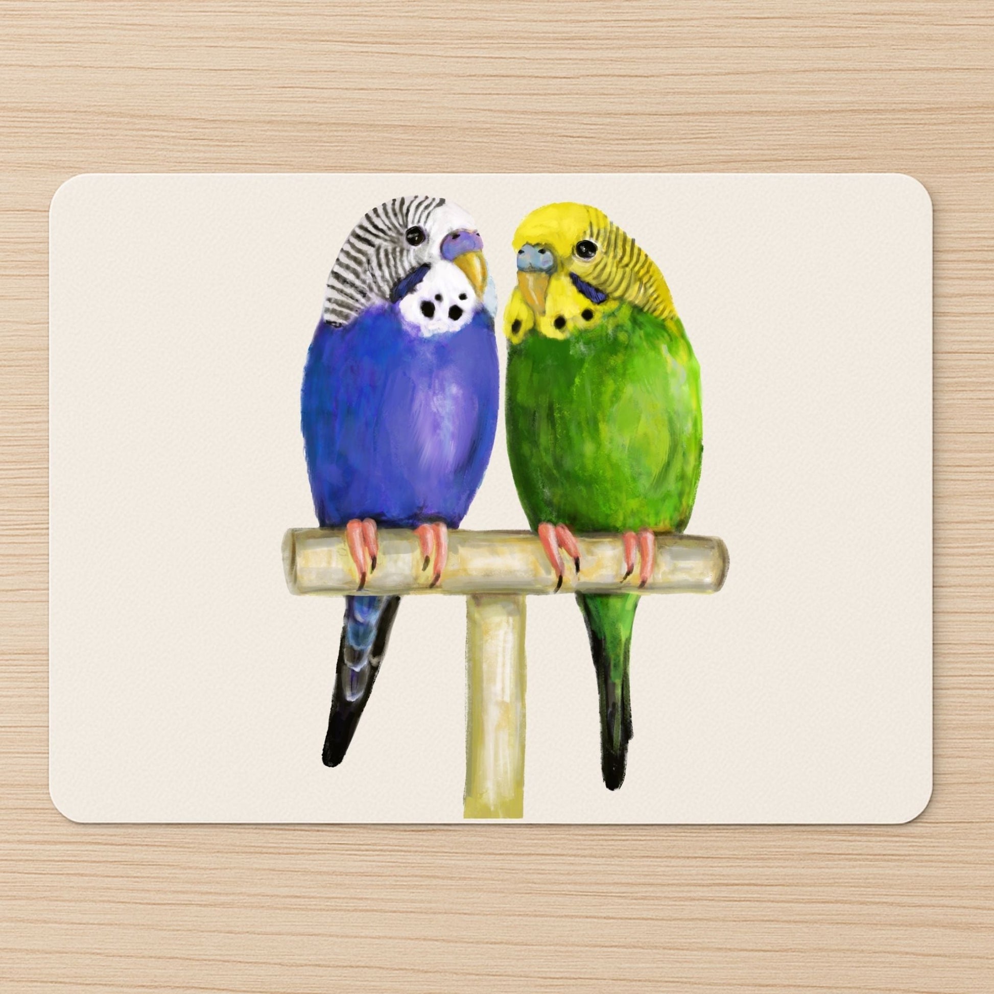 Pair of Budgerigars Mousepad - MerikaArt