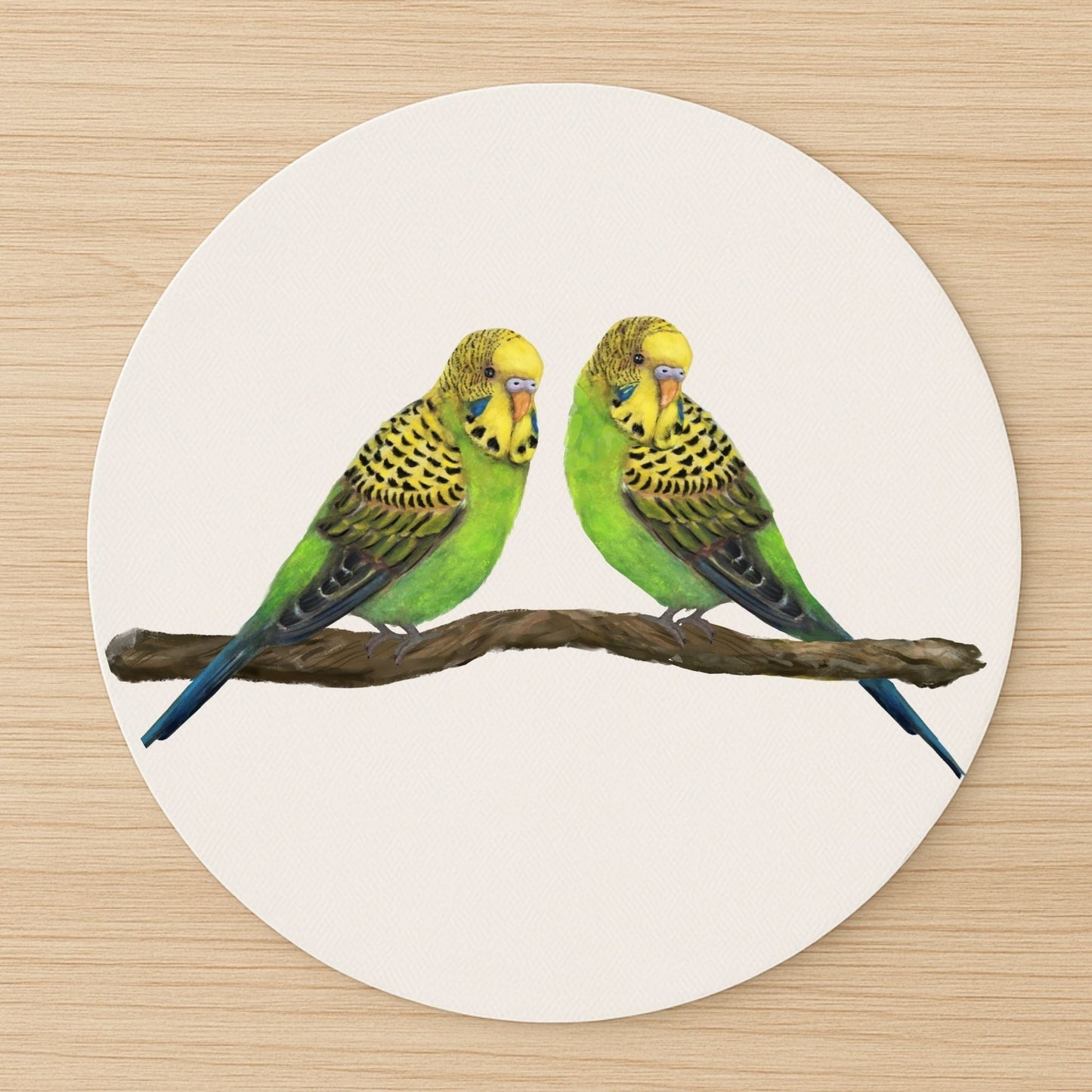 Pair of Budgerigars Mousepad - MerikaArt