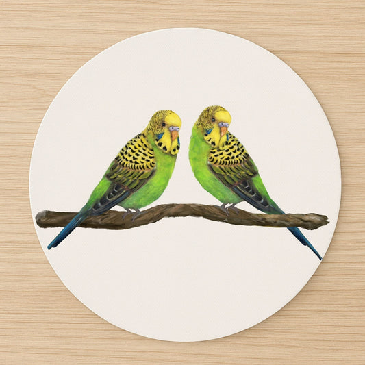 Pair of Budgerigars Mousepad - MerikaArt
