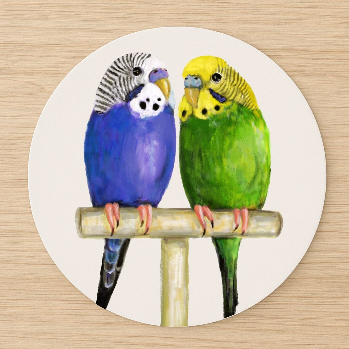 Pair of Budgerigars Mousepad - MerikaArt