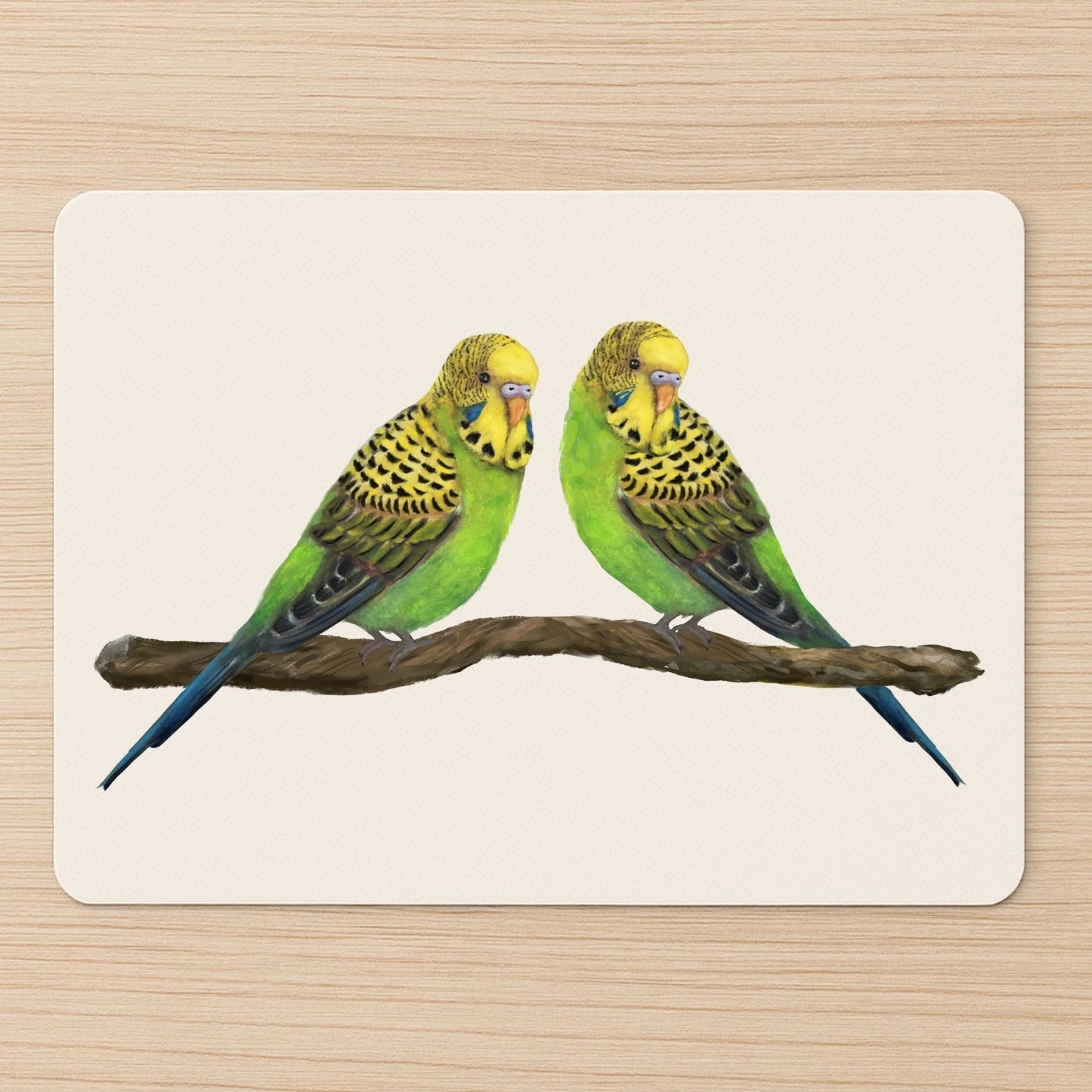 Pair of Budgerigars Mousepad - MerikaArt