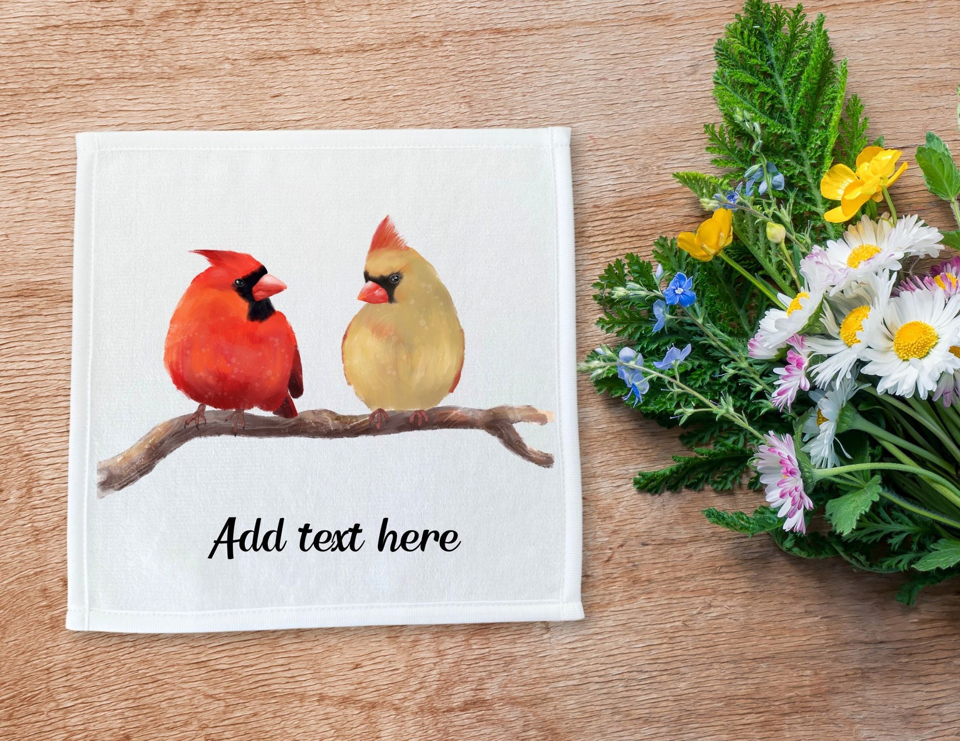 Pair of Cardinals Washcloth - MerikaArt