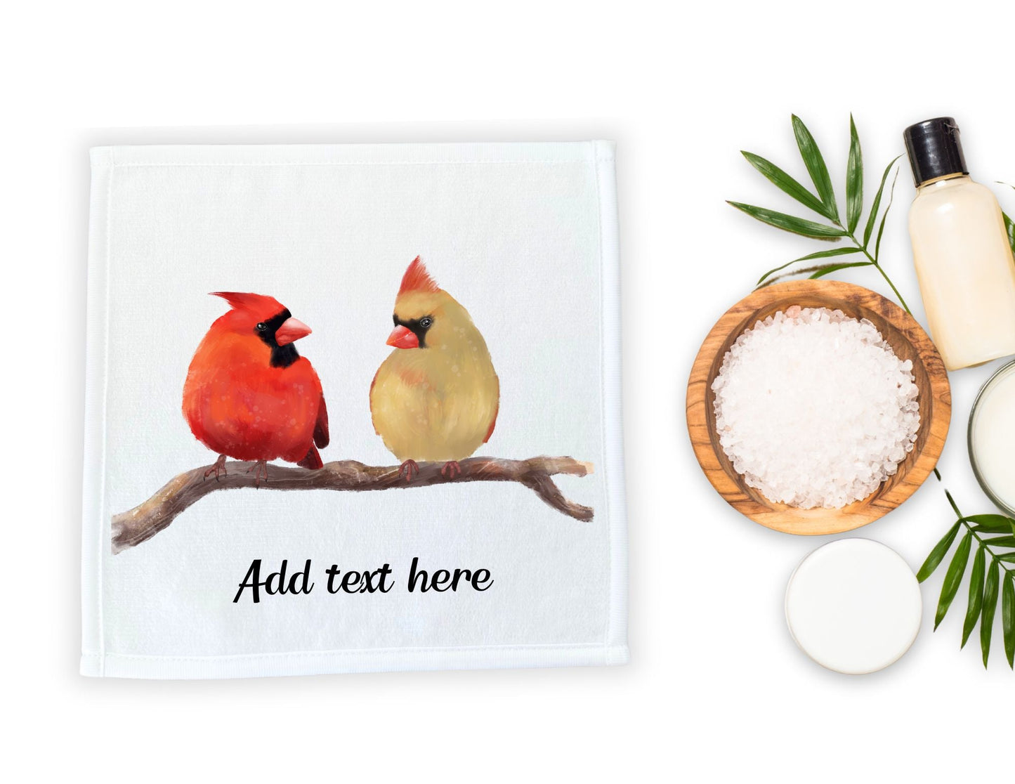 Pair of Cardinals Washcloth - MerikaArt