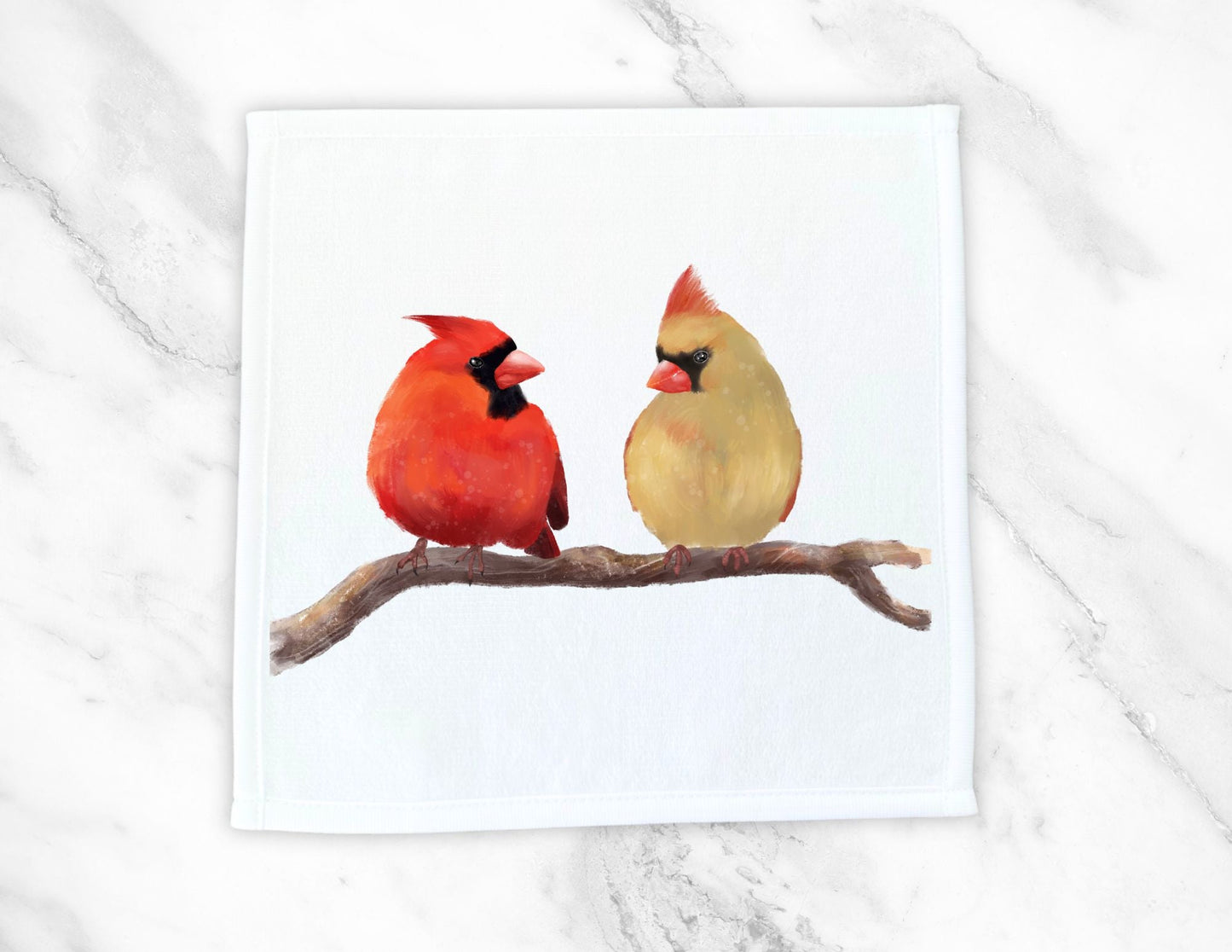 Pair of Cardinals Washcloth - MerikaArt