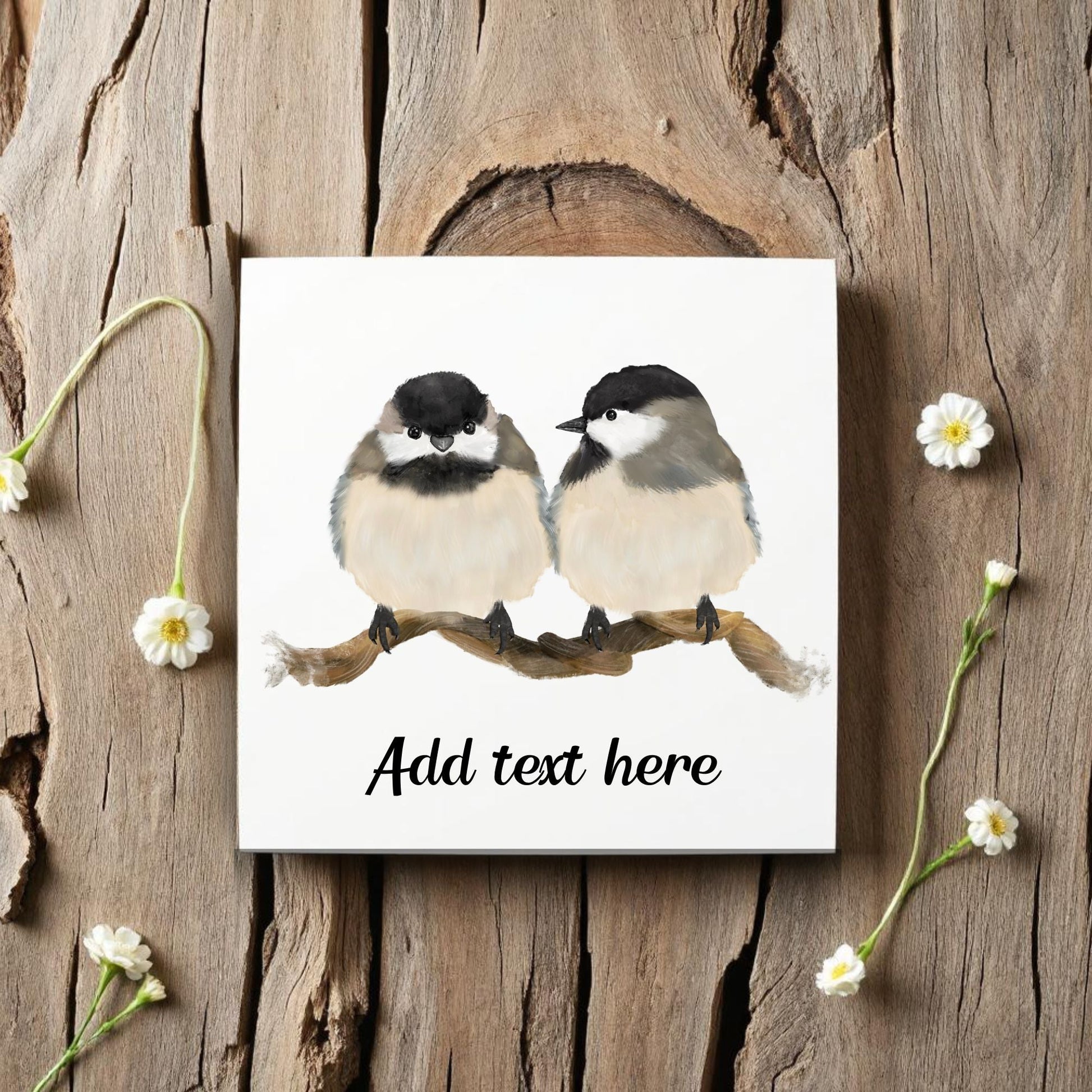 Pair of Chickadees Ceramic Tile – Handcrafted Bird Artwork - MerikaArt