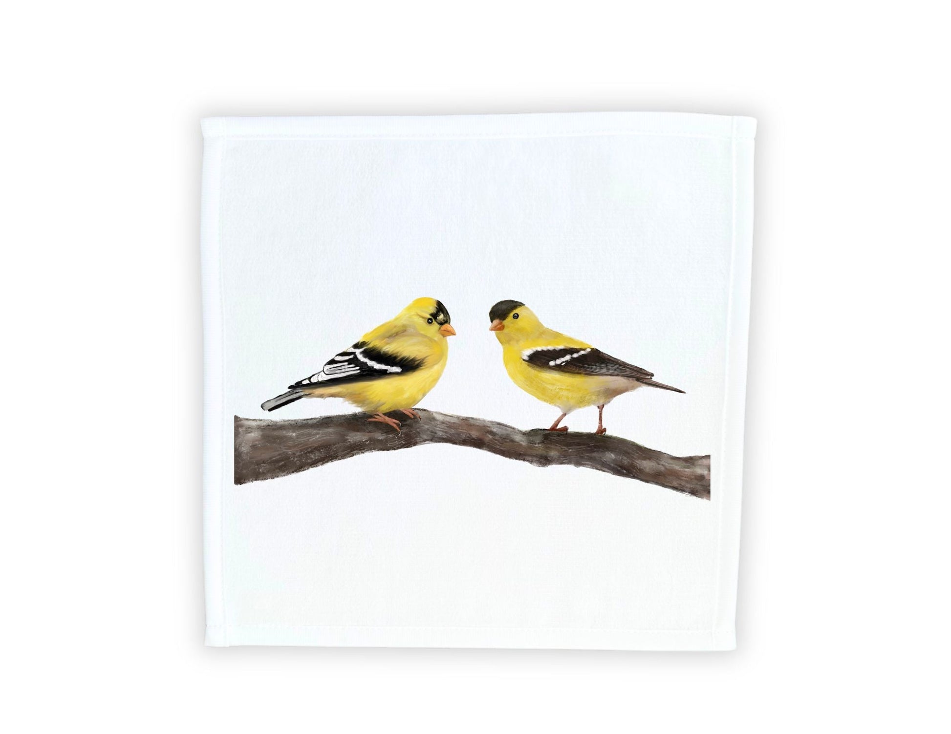 Pair of Goldfinches on Branch Washcloth - MerikaArt