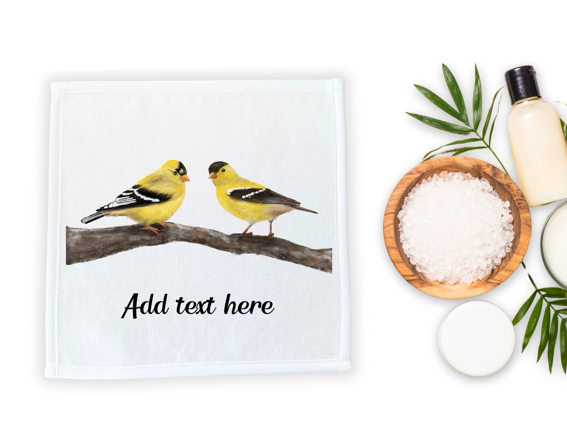 Pair of Goldfinches on Branch Washcloth - MerikaArt