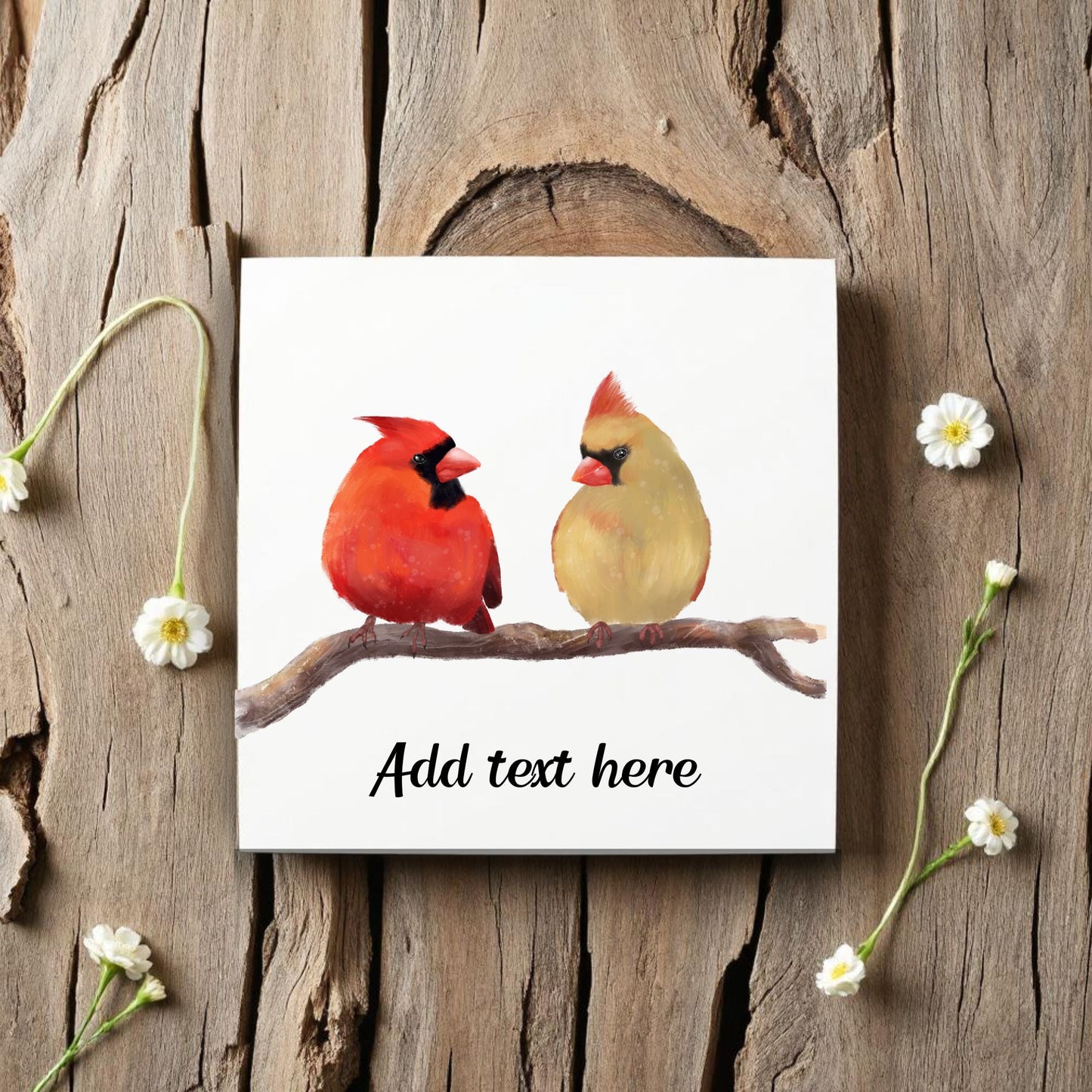 Pair of Northern Cardinals Ceramic Tile – Handcrafted Bird Lover Artwork - MerikaArt