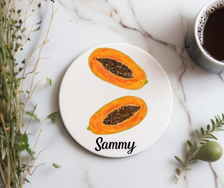 Papaya Ceramic Coaster - MerikaArt