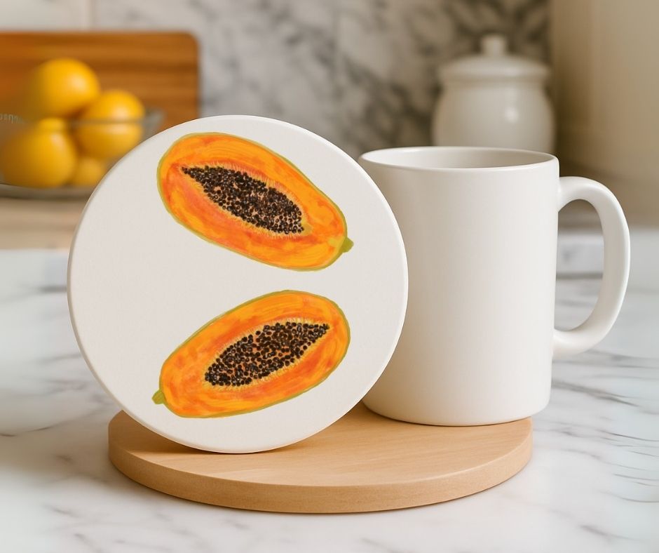 Papaya Ceramic Coaster - MerikaArt