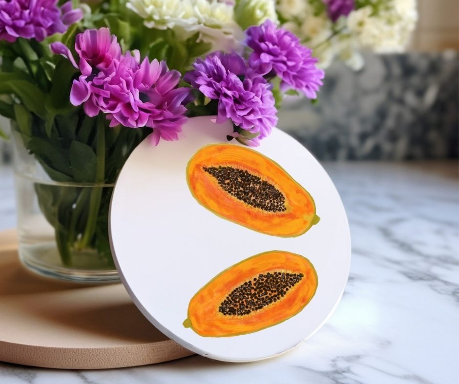 Papaya Ceramic Coaster - MerikaArt