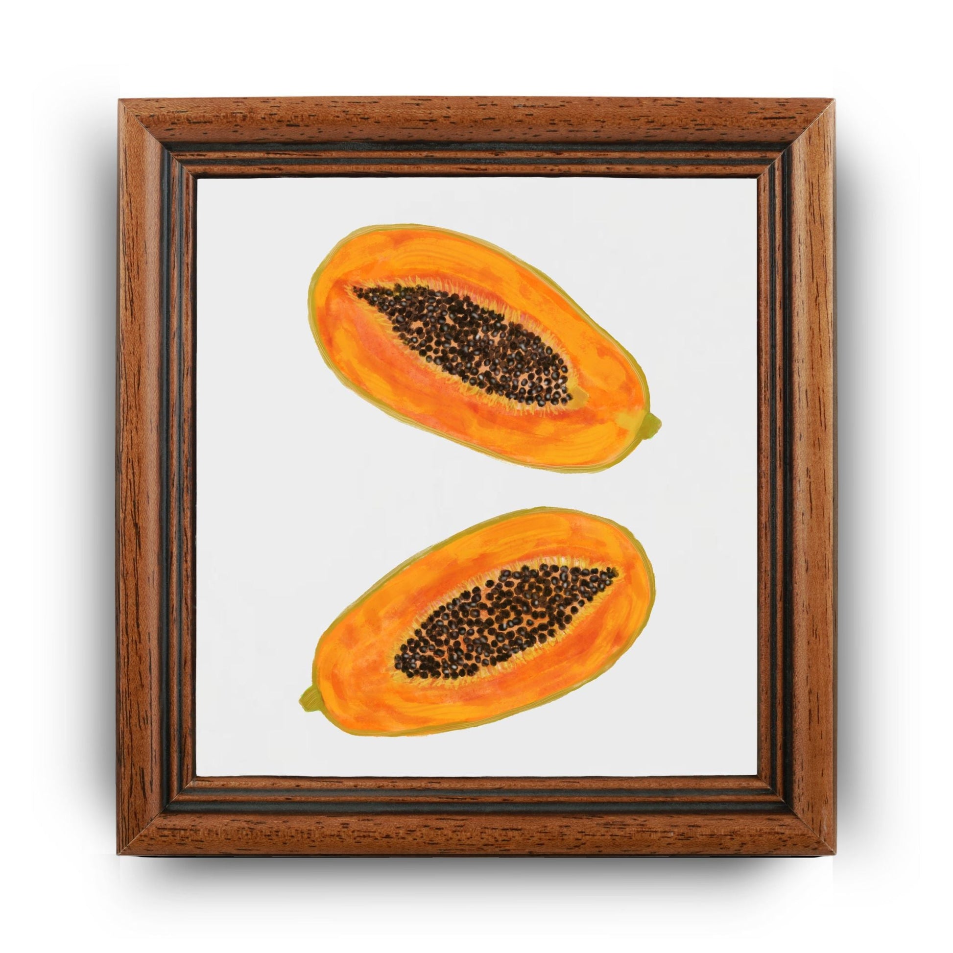 Papaya Ceramic Tile – Handcrafted Tropical Fruit Art - MerikaArt