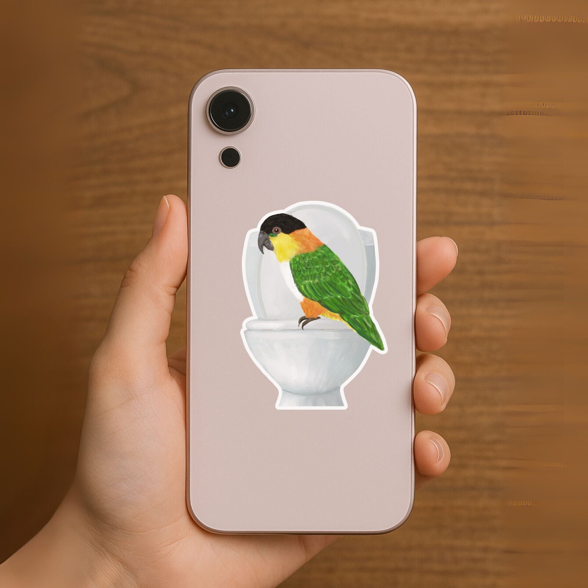 Parrot on Toilet Vinyl Sticker - MerikaArt