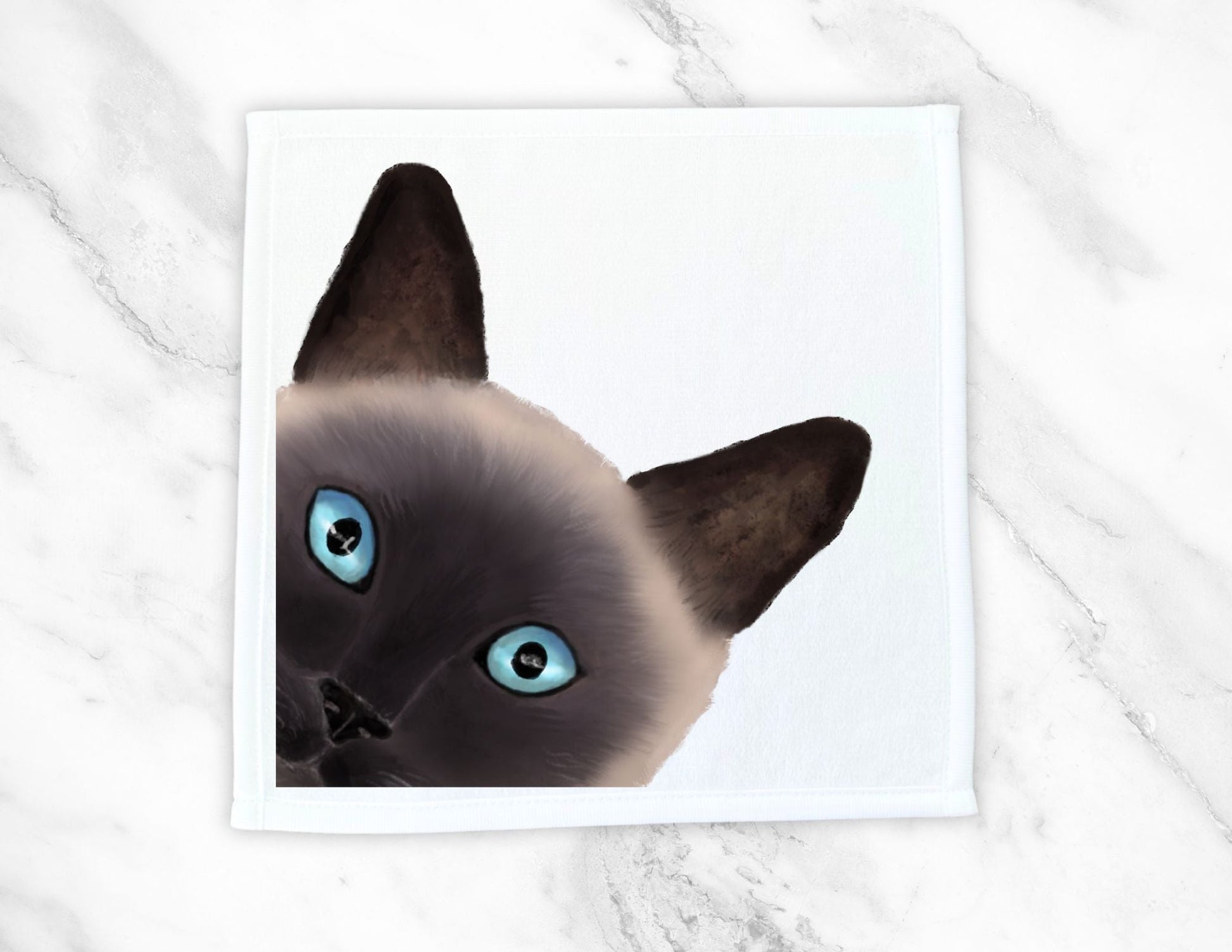 Peek - a - Boo Siamese Cat Washcloth - MerikaArt