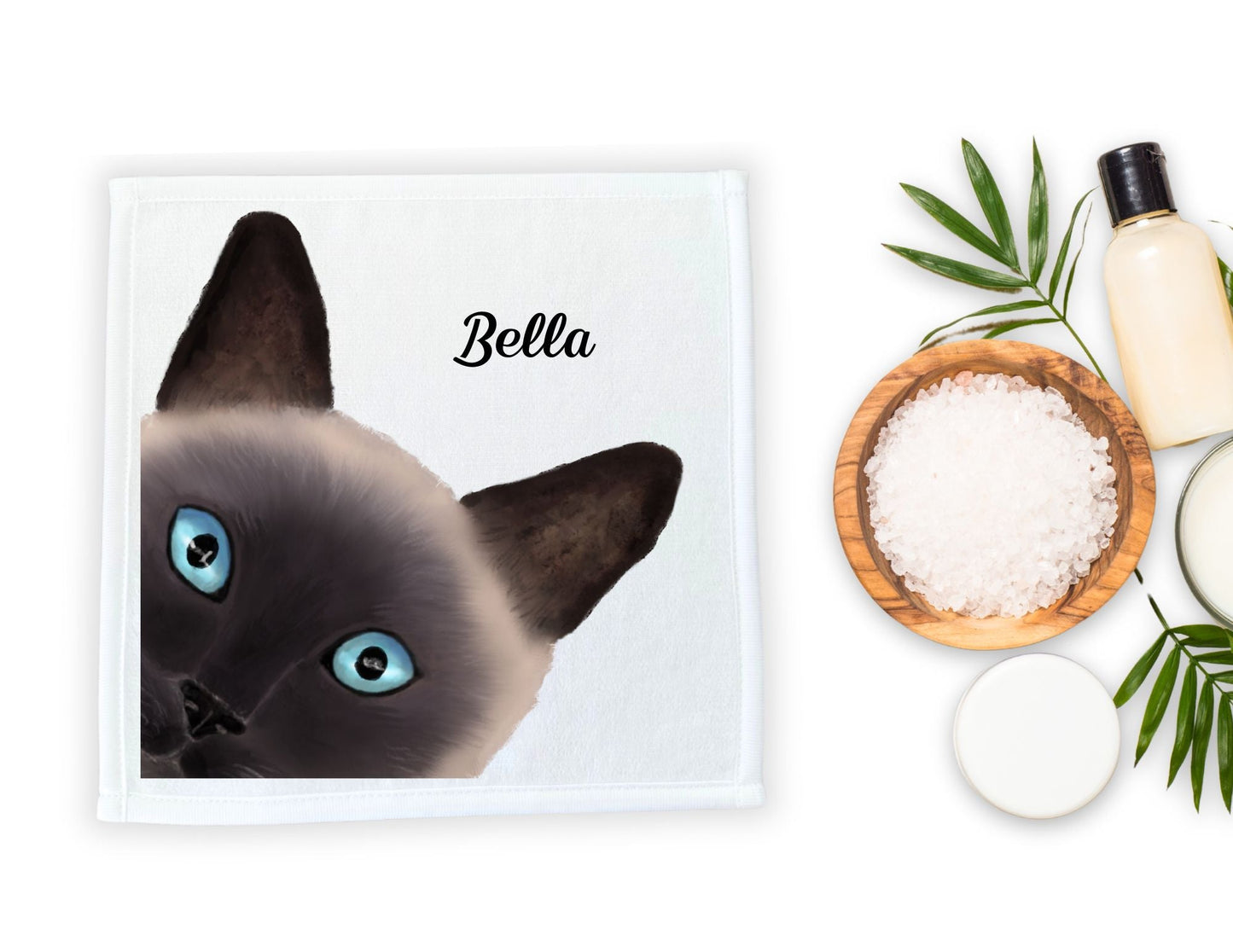 Peek - a - Boo Siamese Cat Washcloth - MerikaArt