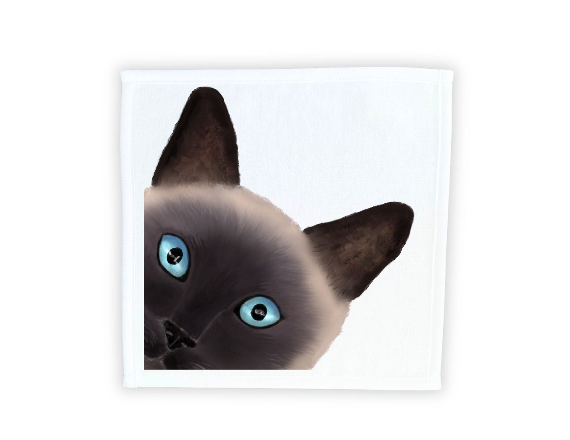 Peek - a - Boo Siamese Cat Washcloth - MerikaArt