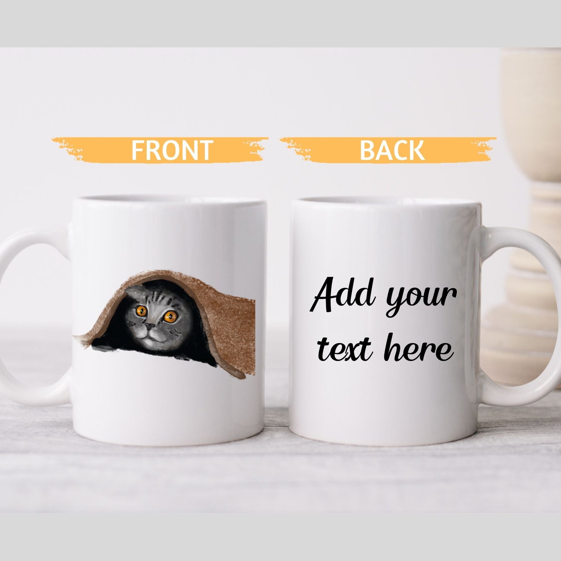 Peekaboo Gray Tabby Cat Mug - MerikaArt
