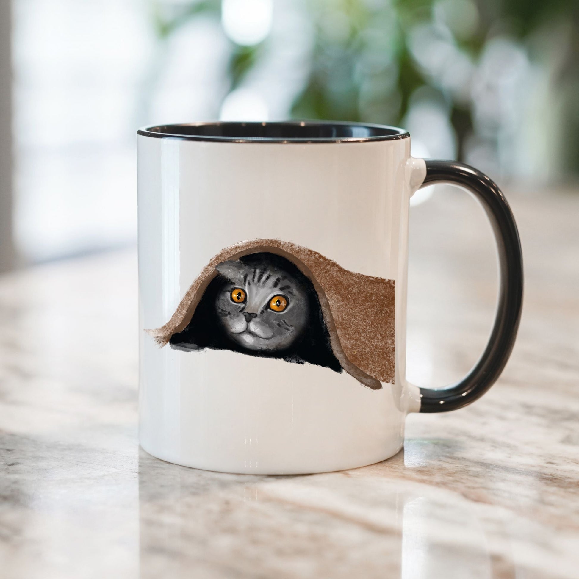 Peekaboo Gray Tabby Cat Mug - MerikaArt