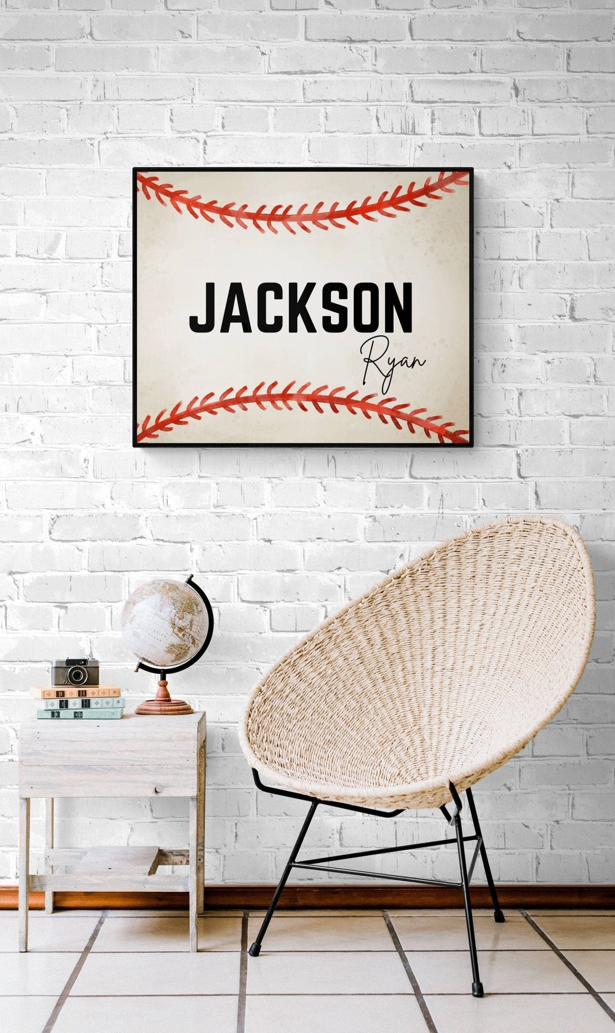 Personalized Baseball Name Print, Sport Painting, Boys Room Wall Art, Girls Room Print, Toddler Art, Nursery Decor, Sports Lover Gift - MerikaArt