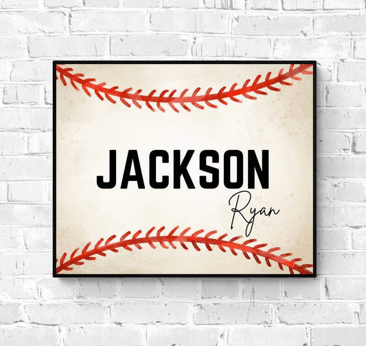 Personalized Baseball Name Print, Sport Painting, Boys Room Wall Art, Girls Room Print, Toddler Art, Nursery Decor, Sports Lover Gift - MerikaArt