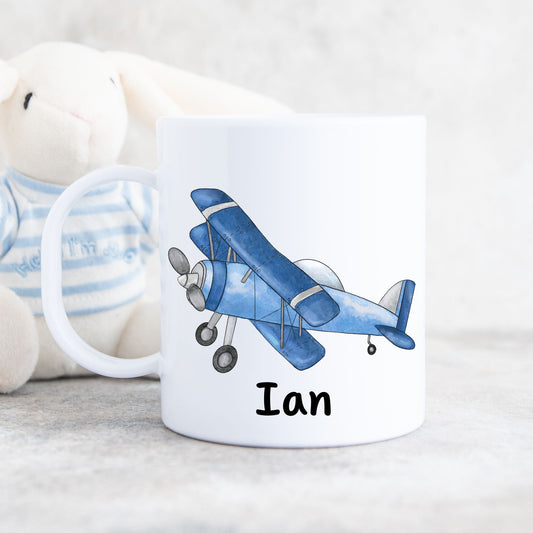 Personalized Blue Airplane Mug - MerikaArt