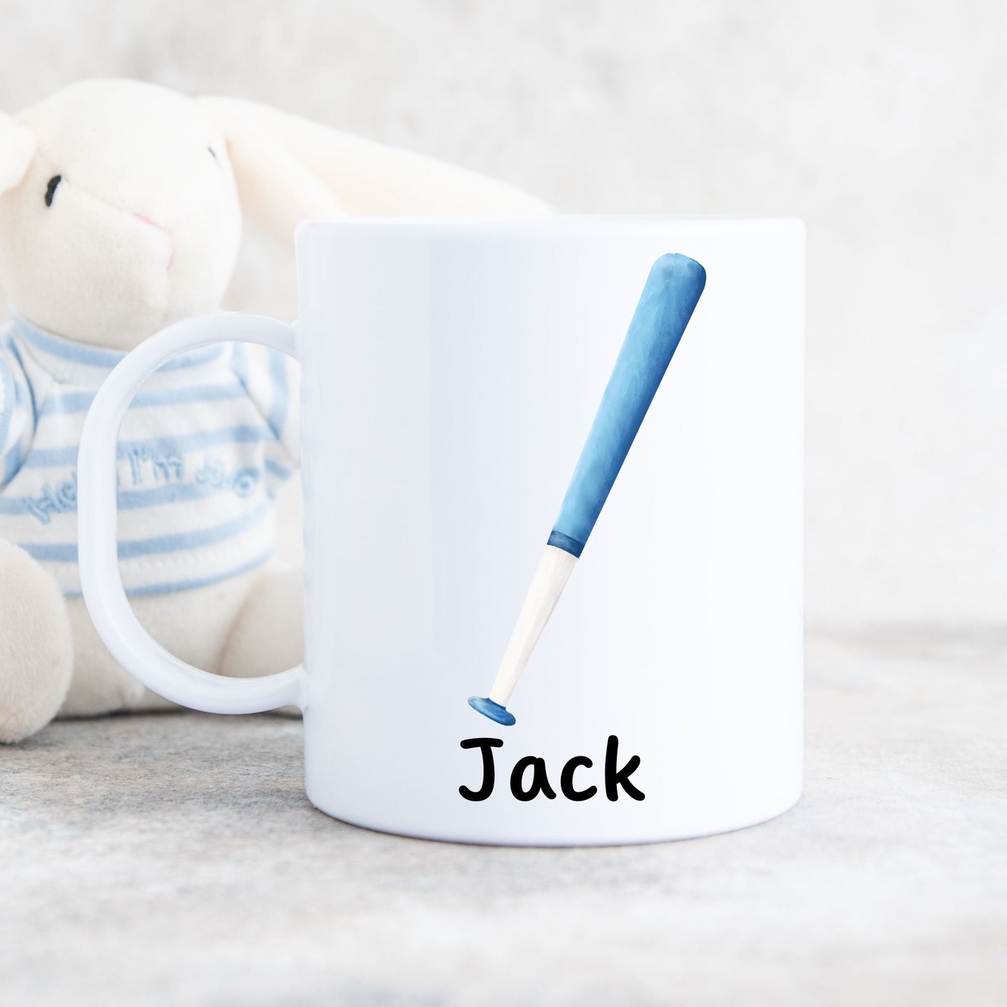 Personalized Blue Baseball Bat Mug - MerikaArt